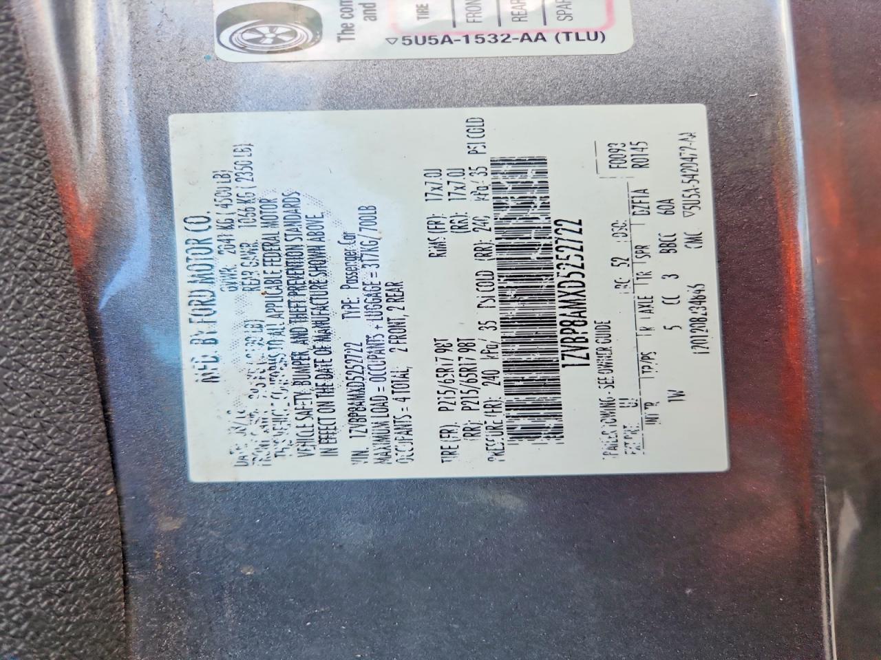 2013 Ford Mustang Charcoal vin: 1ZVBP8AMXD5252722