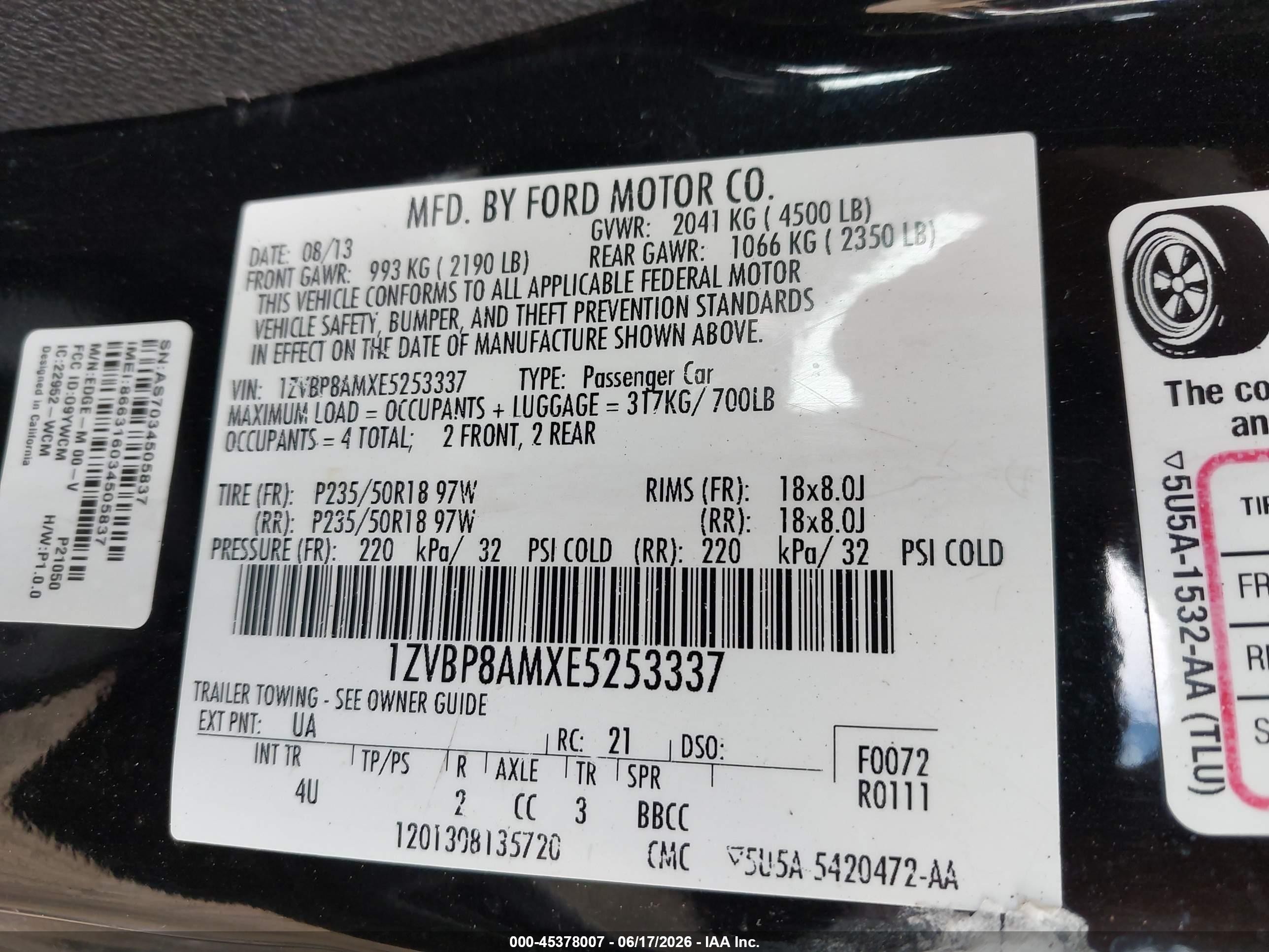 2014 Ford Mustang V6 Premium Black vin: 1ZVBP8AMXE5253337