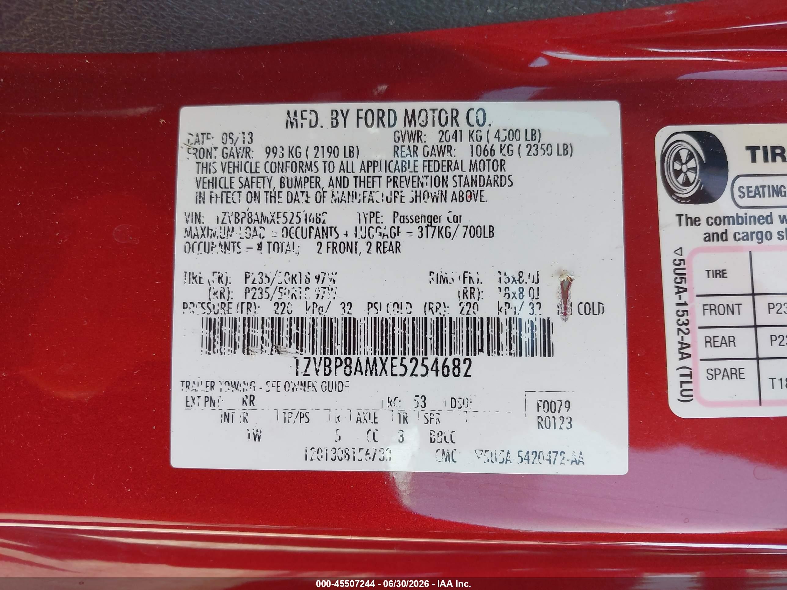 2014 Ford Mustang V6 Red vin: 1ZVBP8AMXE5254682