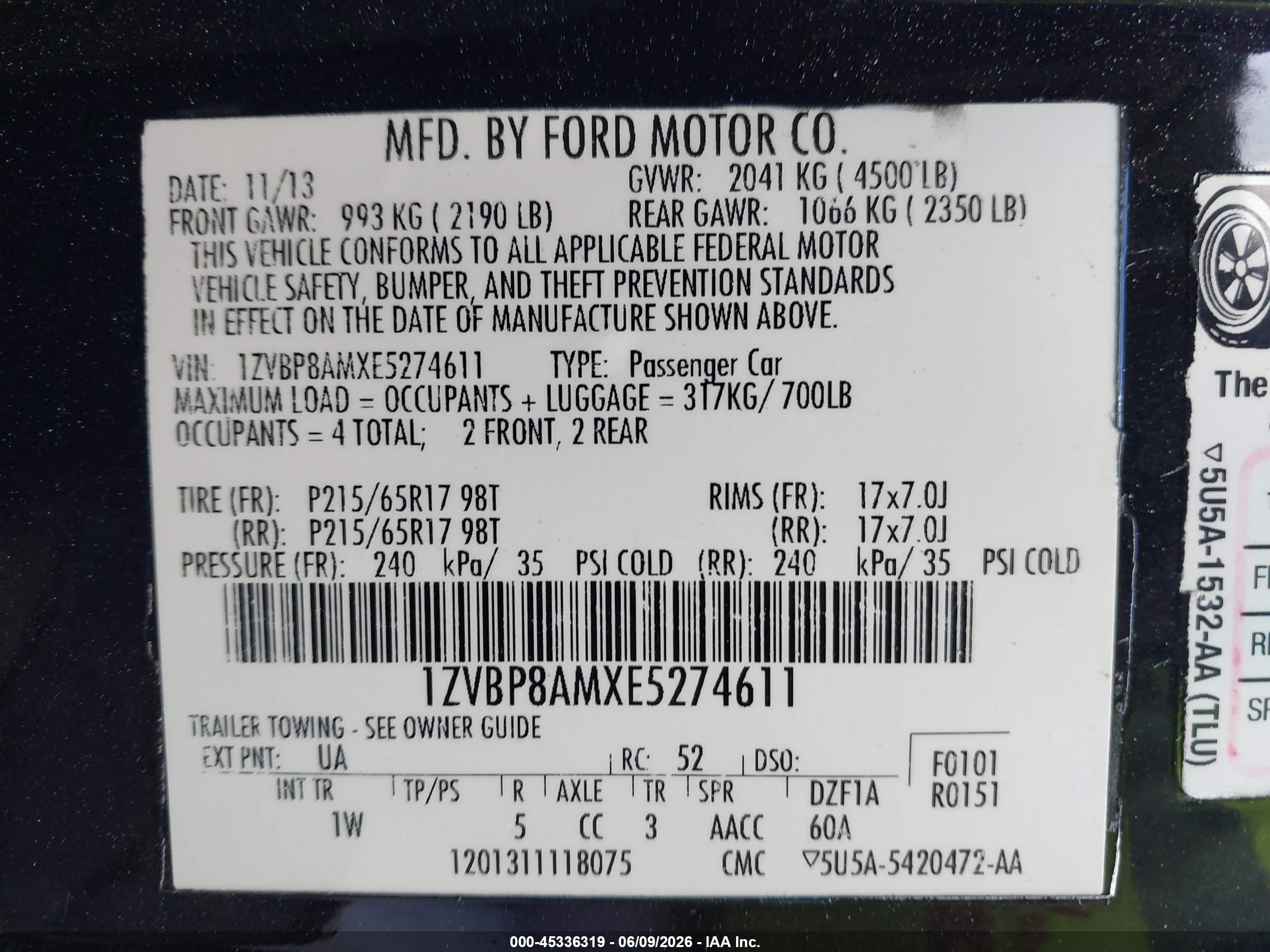 2014 Ford Mustang V6 Black vin: 1ZVBP8AMXE5274611