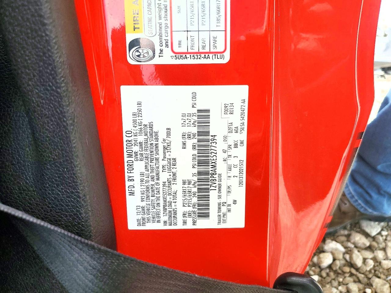 2014 Ford Mustang Red vin: 1ZVBP8AMXE5277394