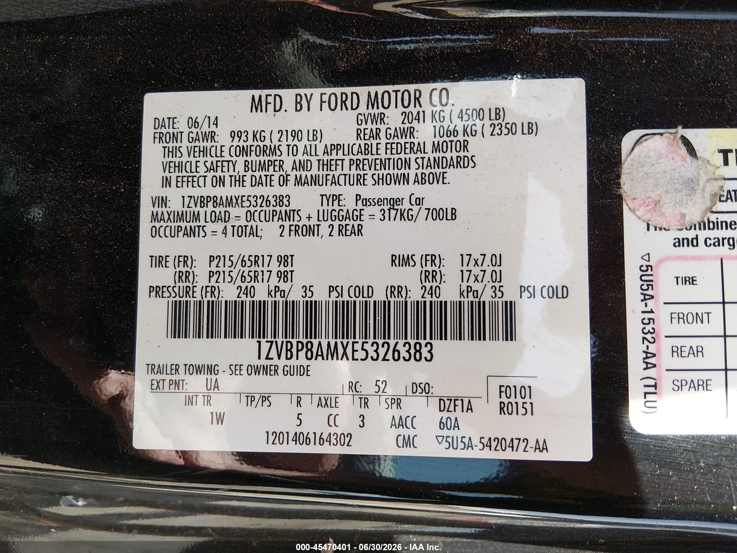 2014 Ford Mustang V6/v6 Premium Черный vin: 1ZVBP8AMXE5326383
