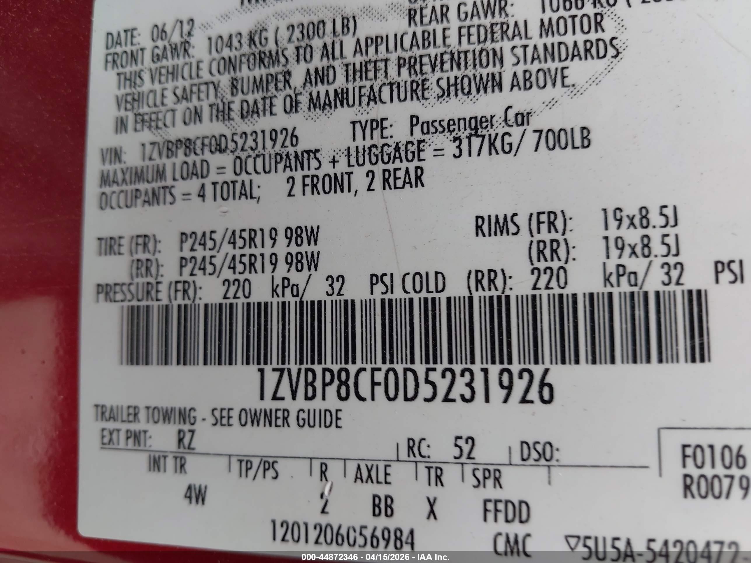 2013 Ford Mustang Gt Premium Red vin: 1ZVBP8CF0D5231926
