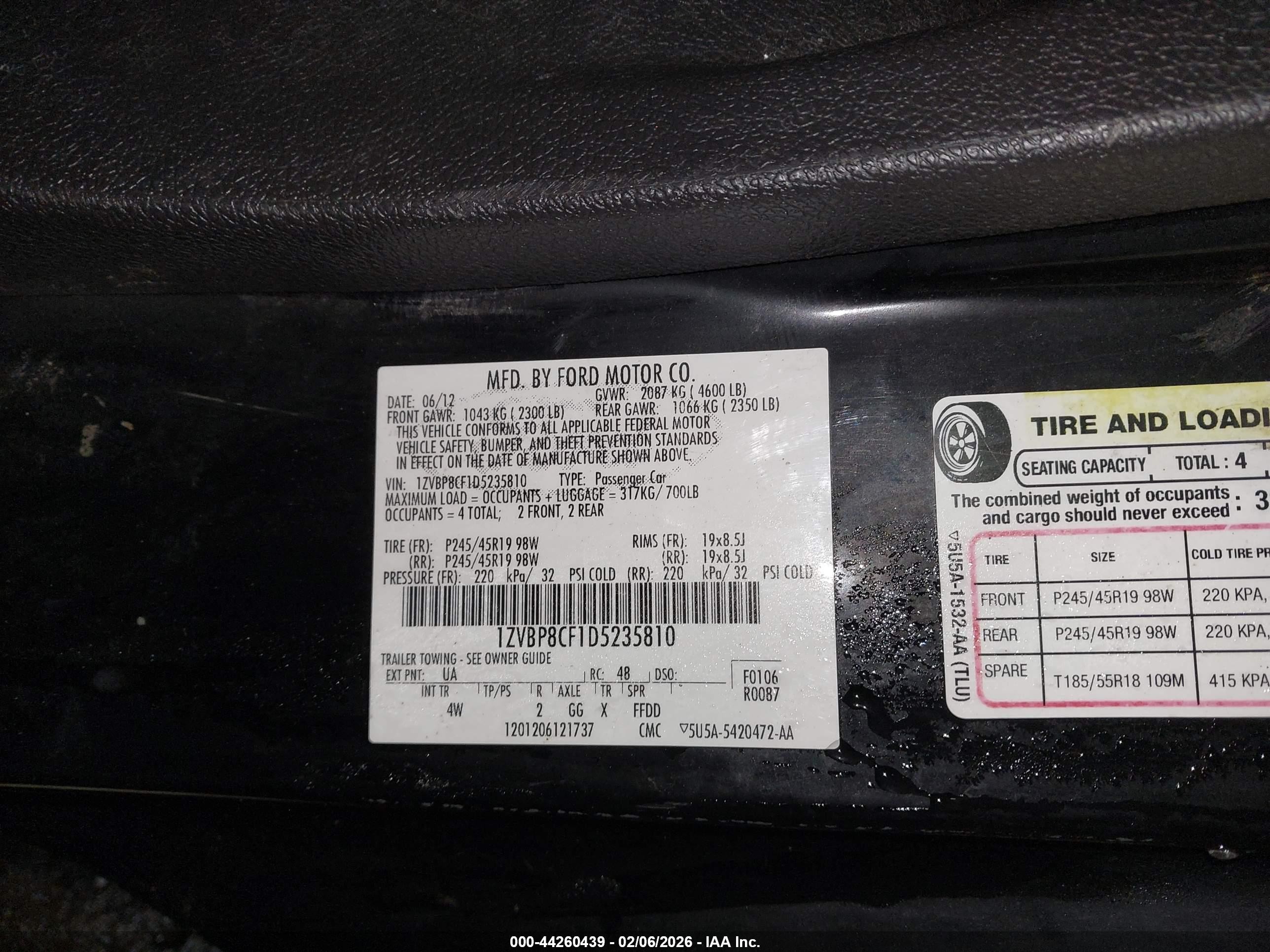 2013 Ford Mustang Gt Premium Black vin: 1ZVBP8CF1D5235810