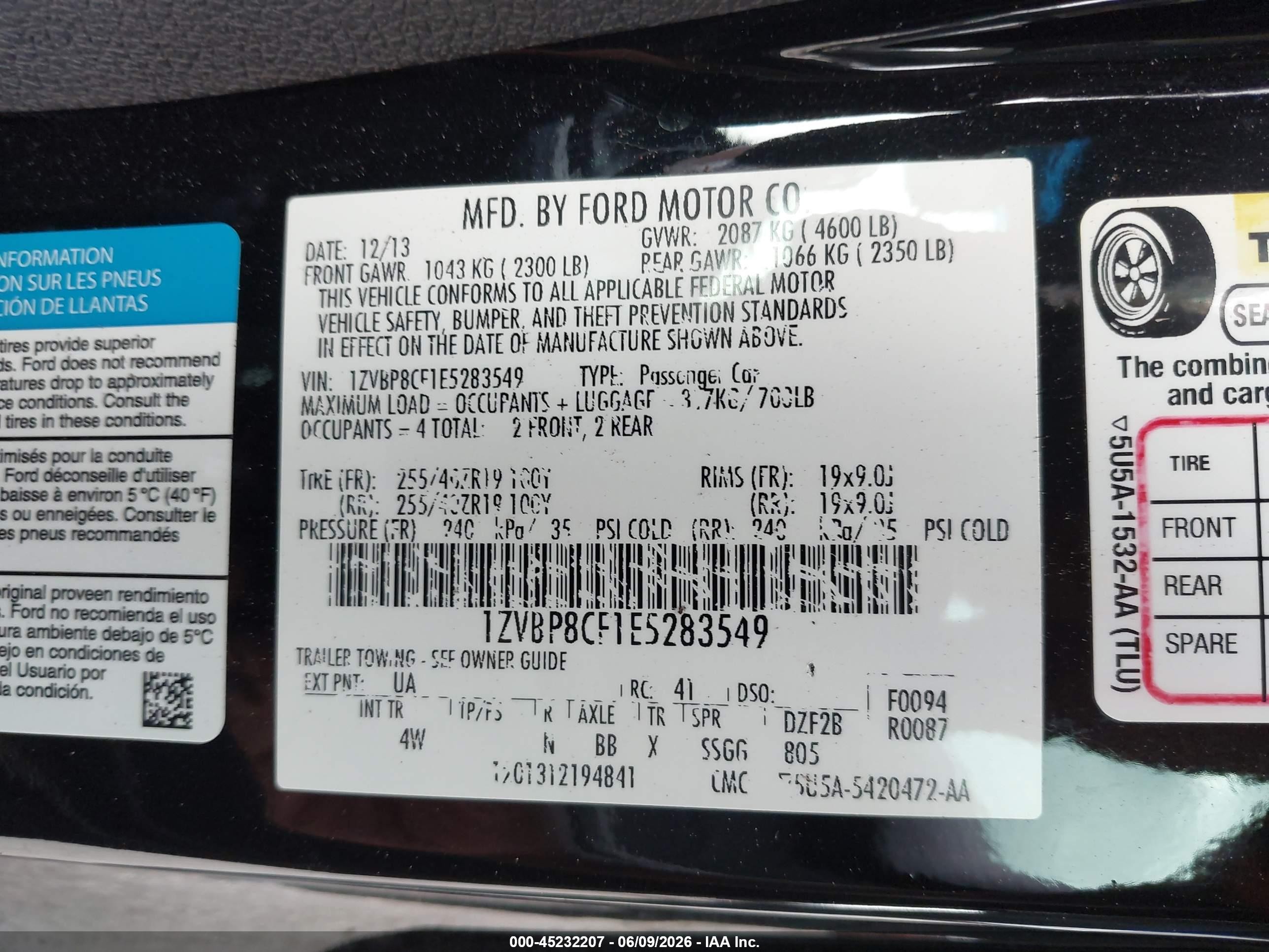 2014 Ford Mustang Gt Premium Black vin: 1ZVBP8CF1E5283549
