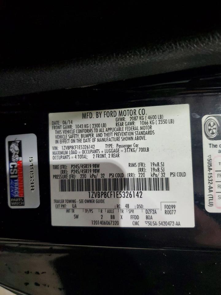 2014 Ford Mustang Gt Black vin: 1ZVBP8CF1E5326142