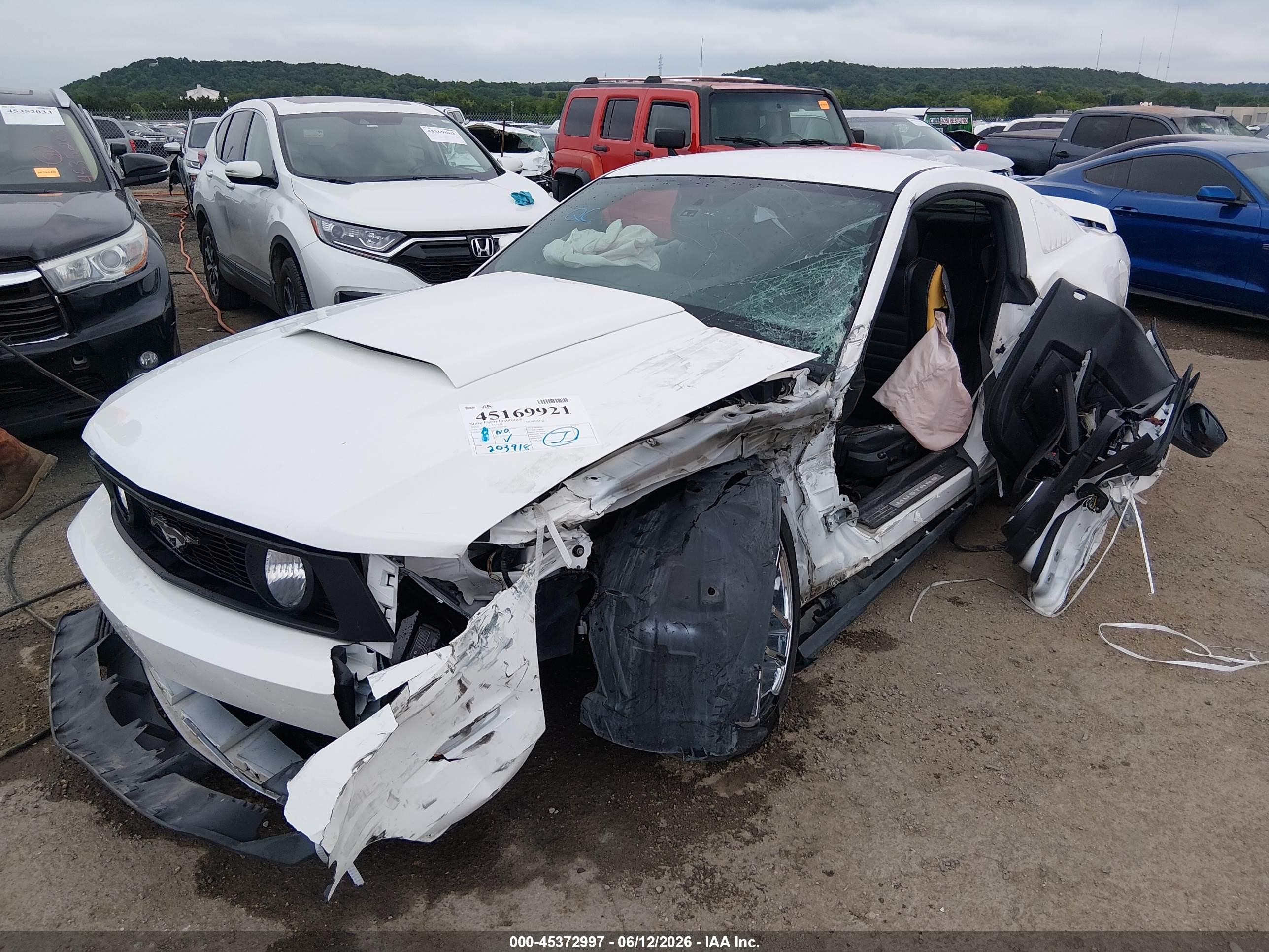 2012 Ford Mustang Gt Premium White vin: 1ZVBP8CF2C5278549