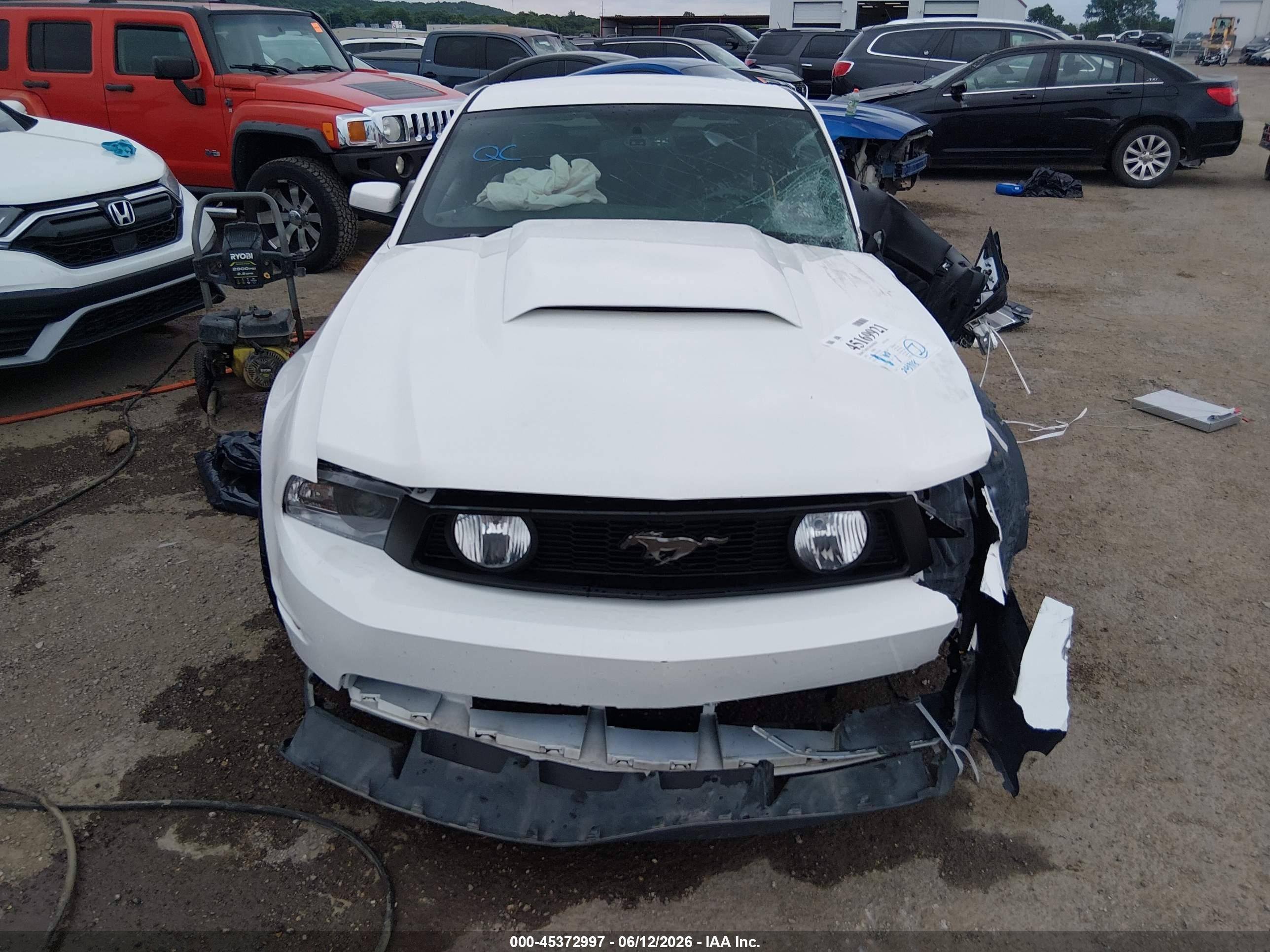 2012 Ford Mustang Gt Premium White vin: 1ZVBP8CF2C5278549