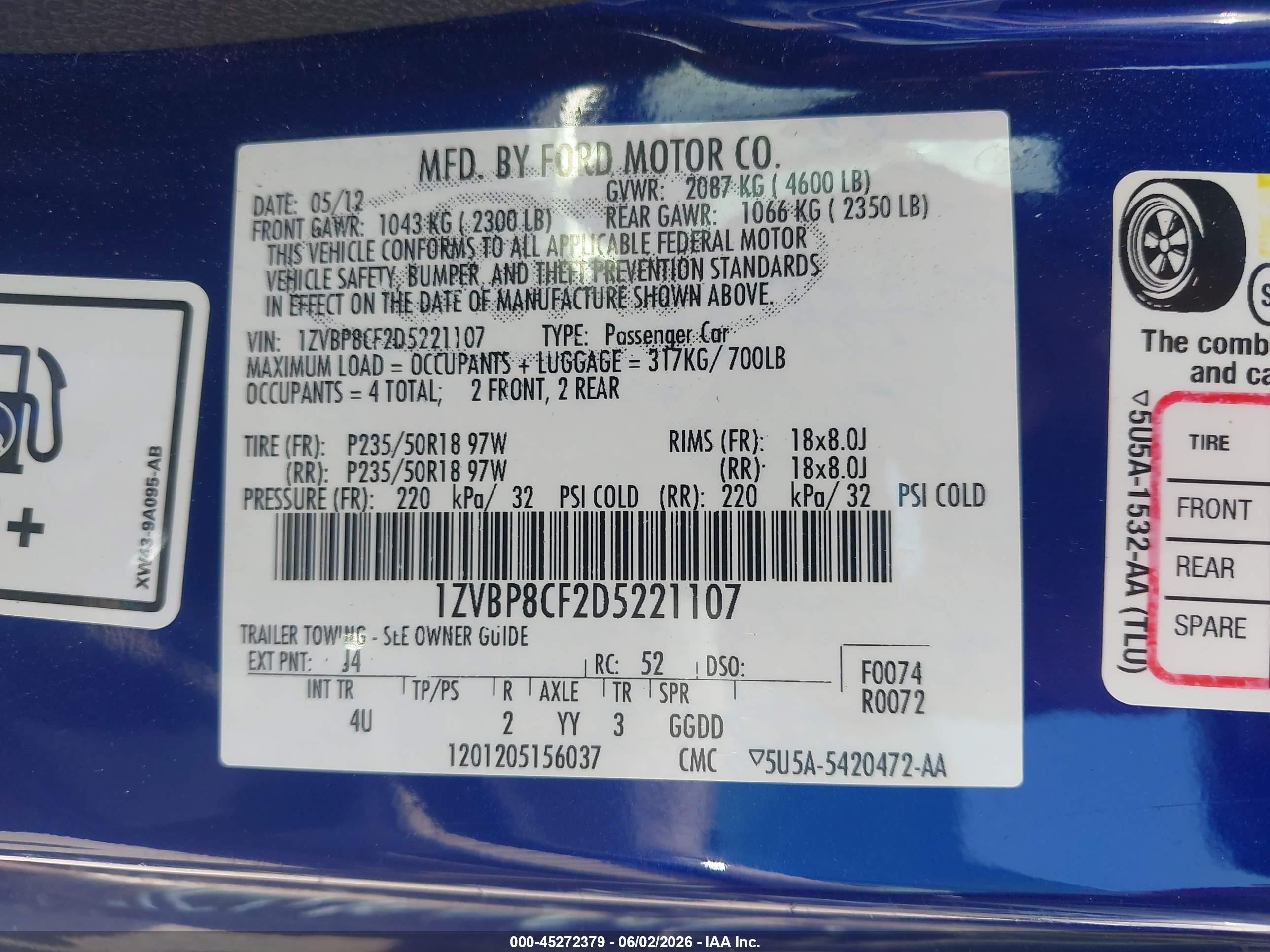2013 Ford Mustang Gt Premium Blue vin: 1ZVBP8CF2D5221107