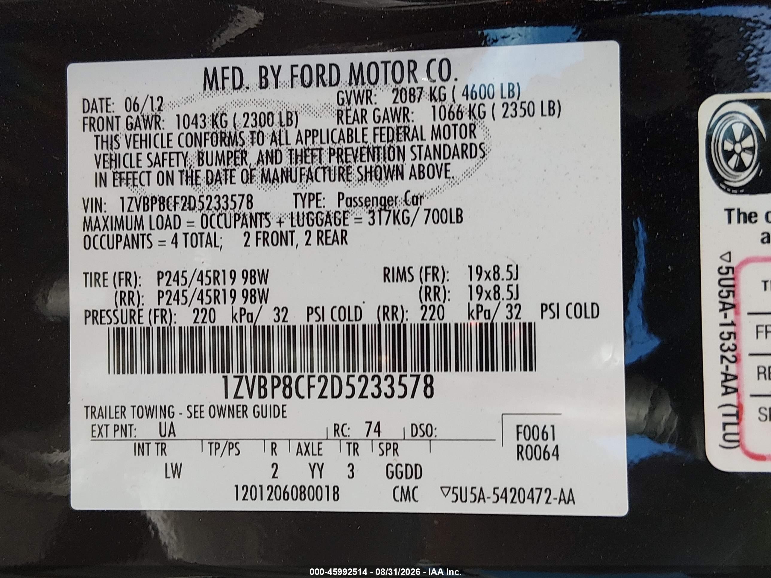2013 Ford Mustang Gt Premium Black vin: 1ZVBP8CF2D5233578