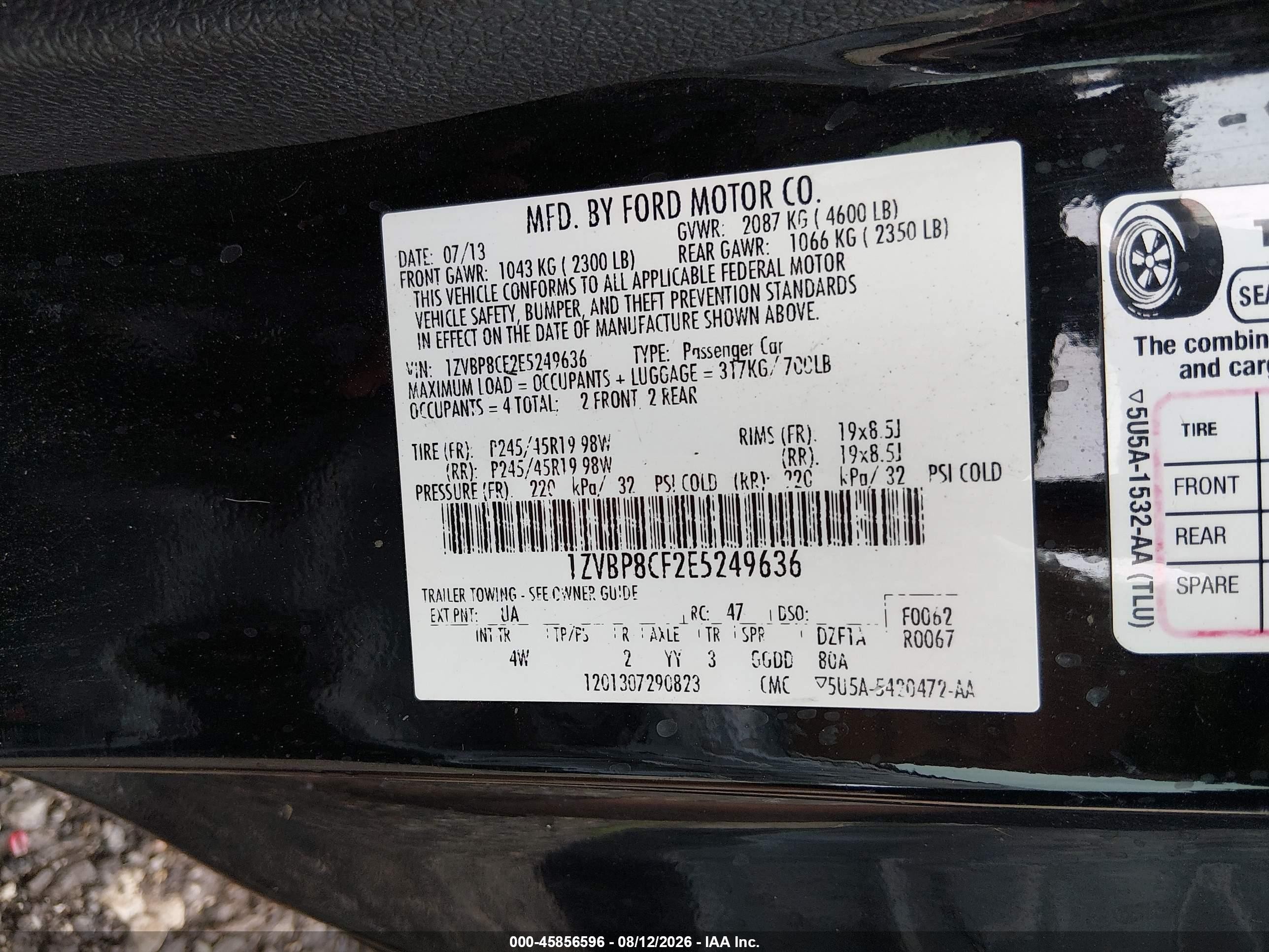 2014 Ford Mustang Gt Premium Black vin: 1ZVBP8CF2E5249636