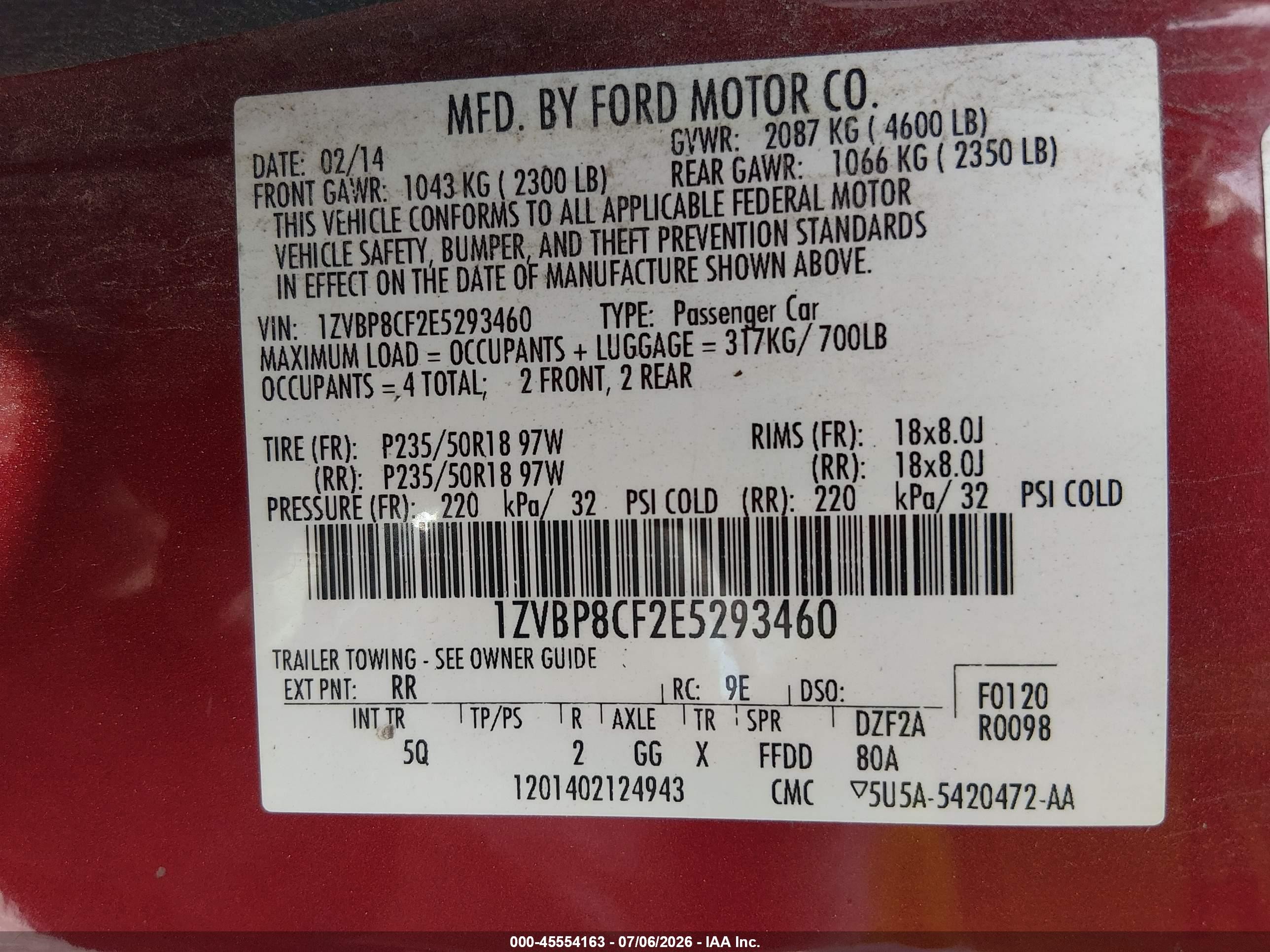 2014 Ford Mustang Gt/gt Premium Red vin: 1ZVBP8CF2E5293460