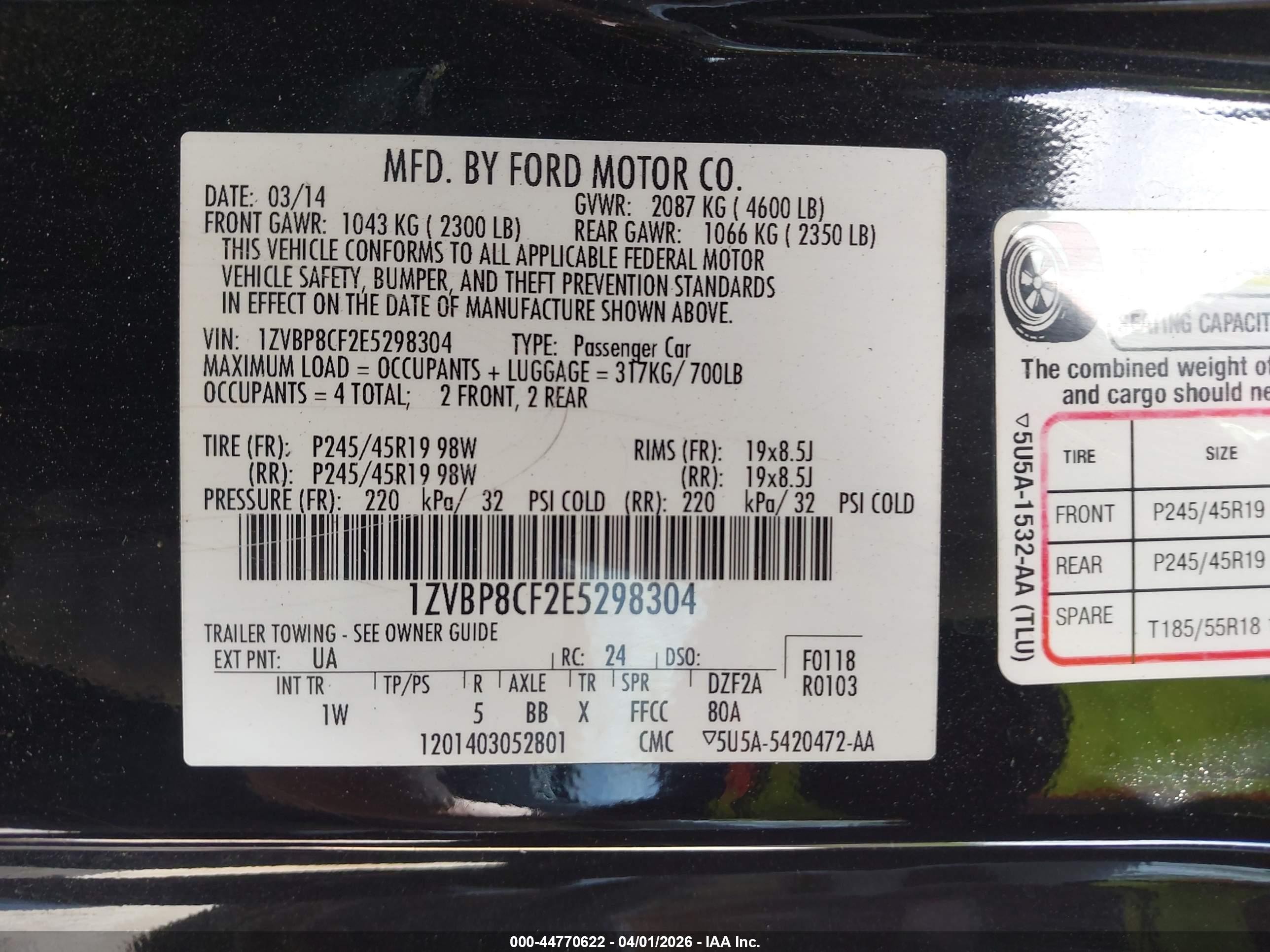 2014 Ford Mustang Gt Black vin: 1ZVBP8CF2E5298304