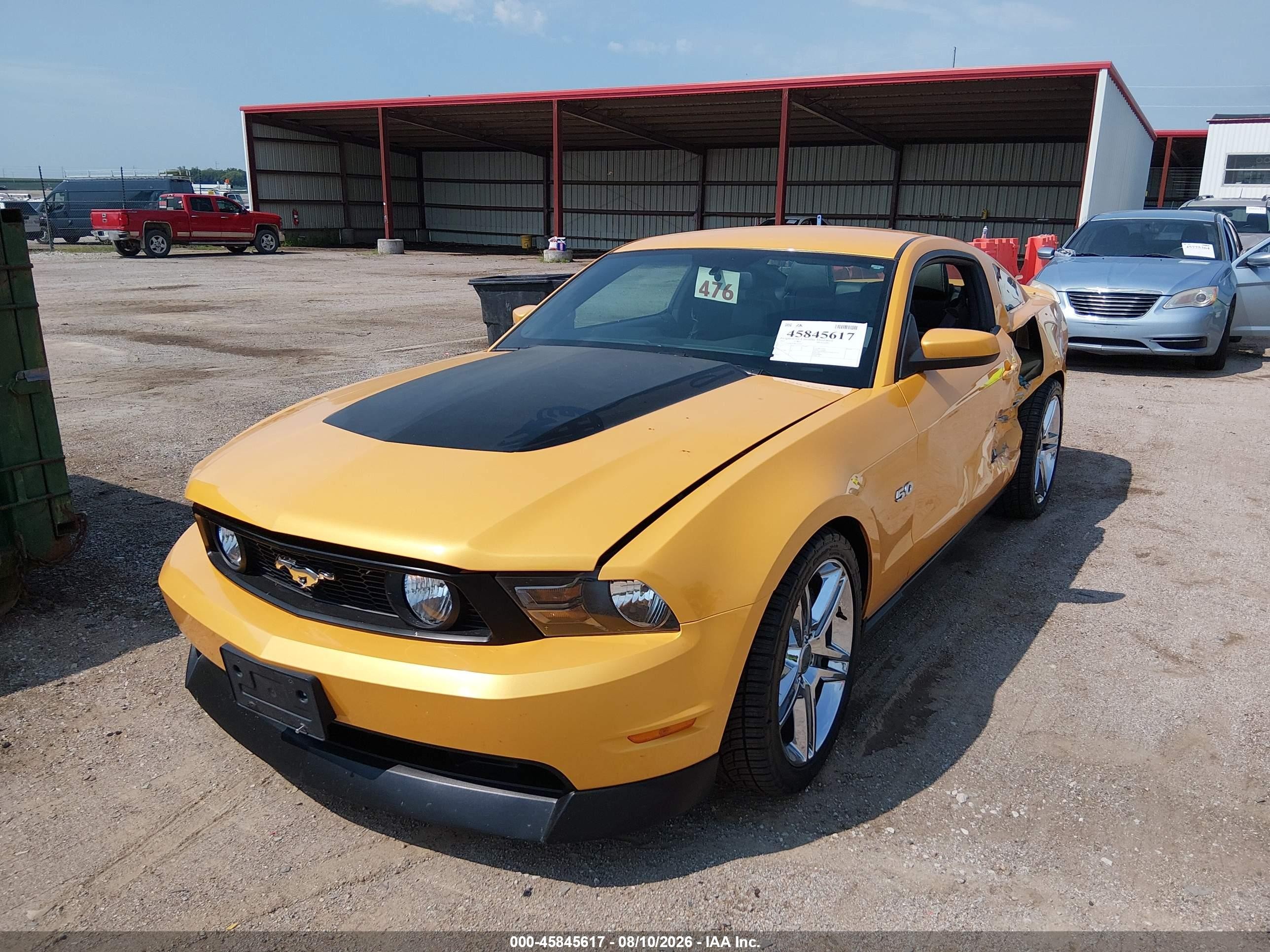 2011 Ford Mustang Gt Premium Yellow vin: 1ZVBP8CF3B5152103