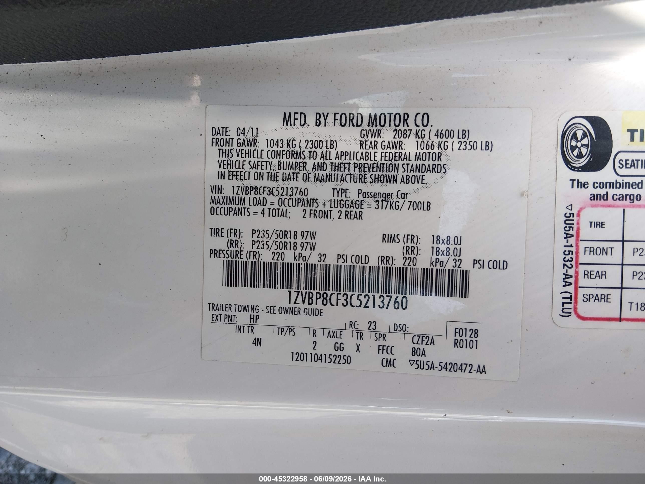 2012 Ford Mustang Gt Premium White vin: 1ZVBP8CF3C5213760