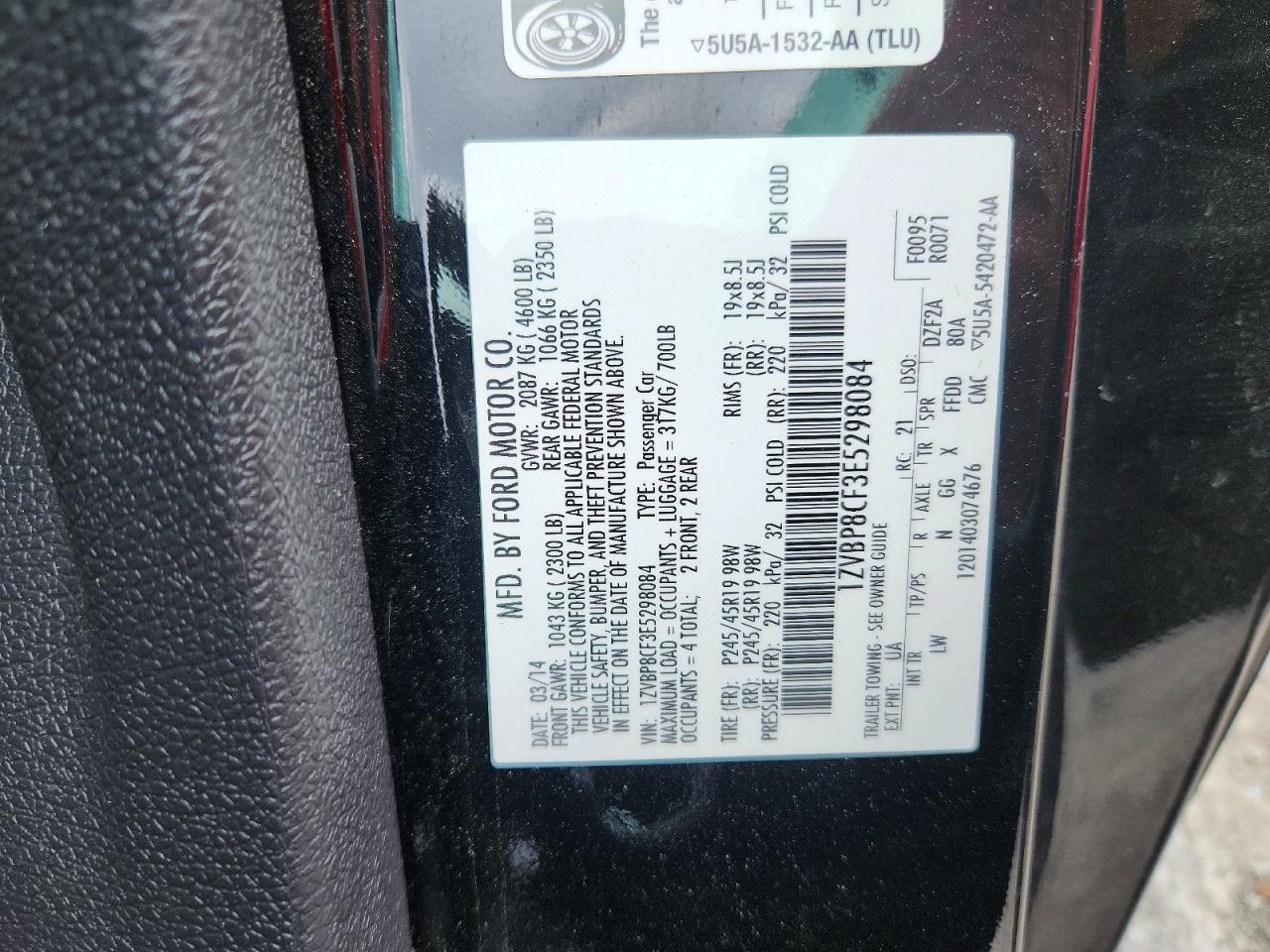 2014 Ford Mustang Gt Black vin: 1ZVBP8CF3E5298084