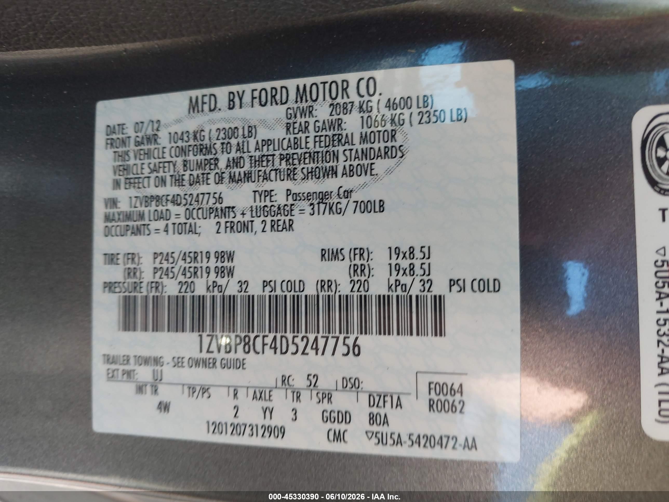 2013 Ford Mustang Gt Premium Gray vin: 1ZVBP8CF4D5247756