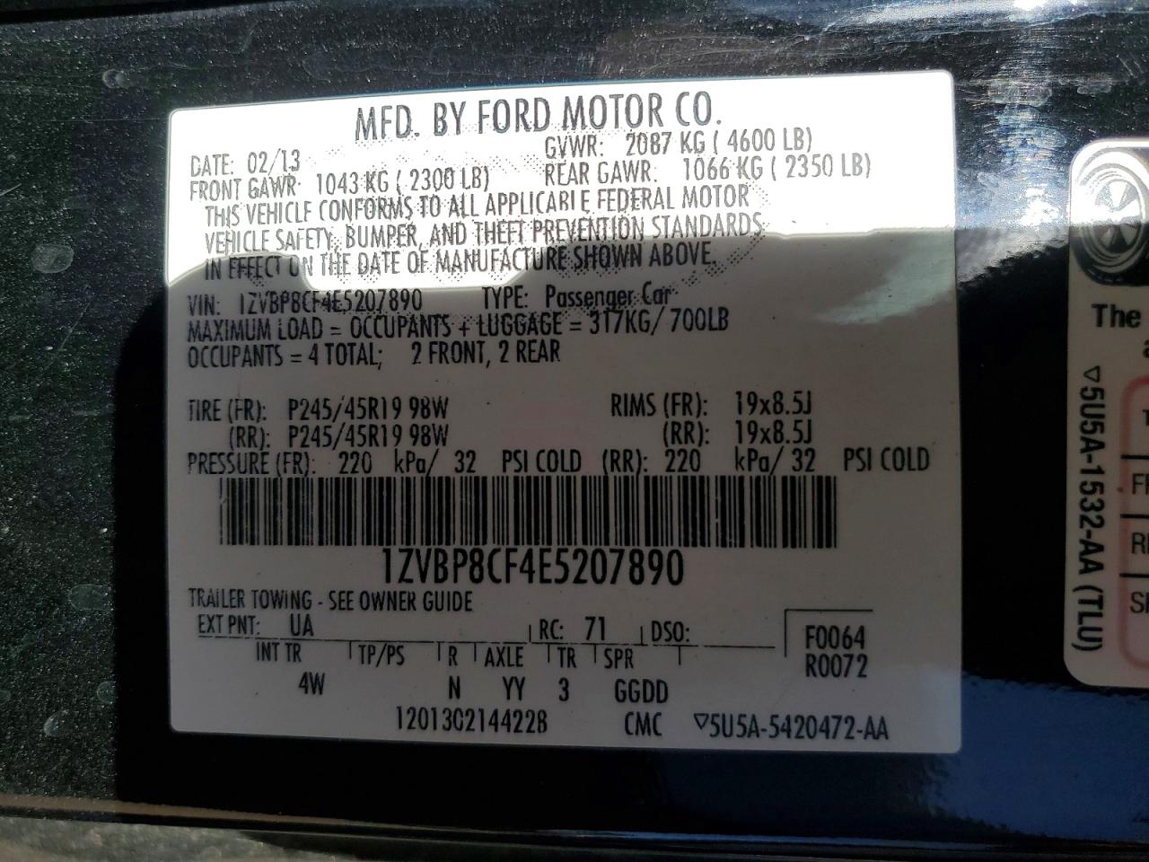 2014 Ford Mustang Gt Black vin: 1ZVBP8CF4E5207890