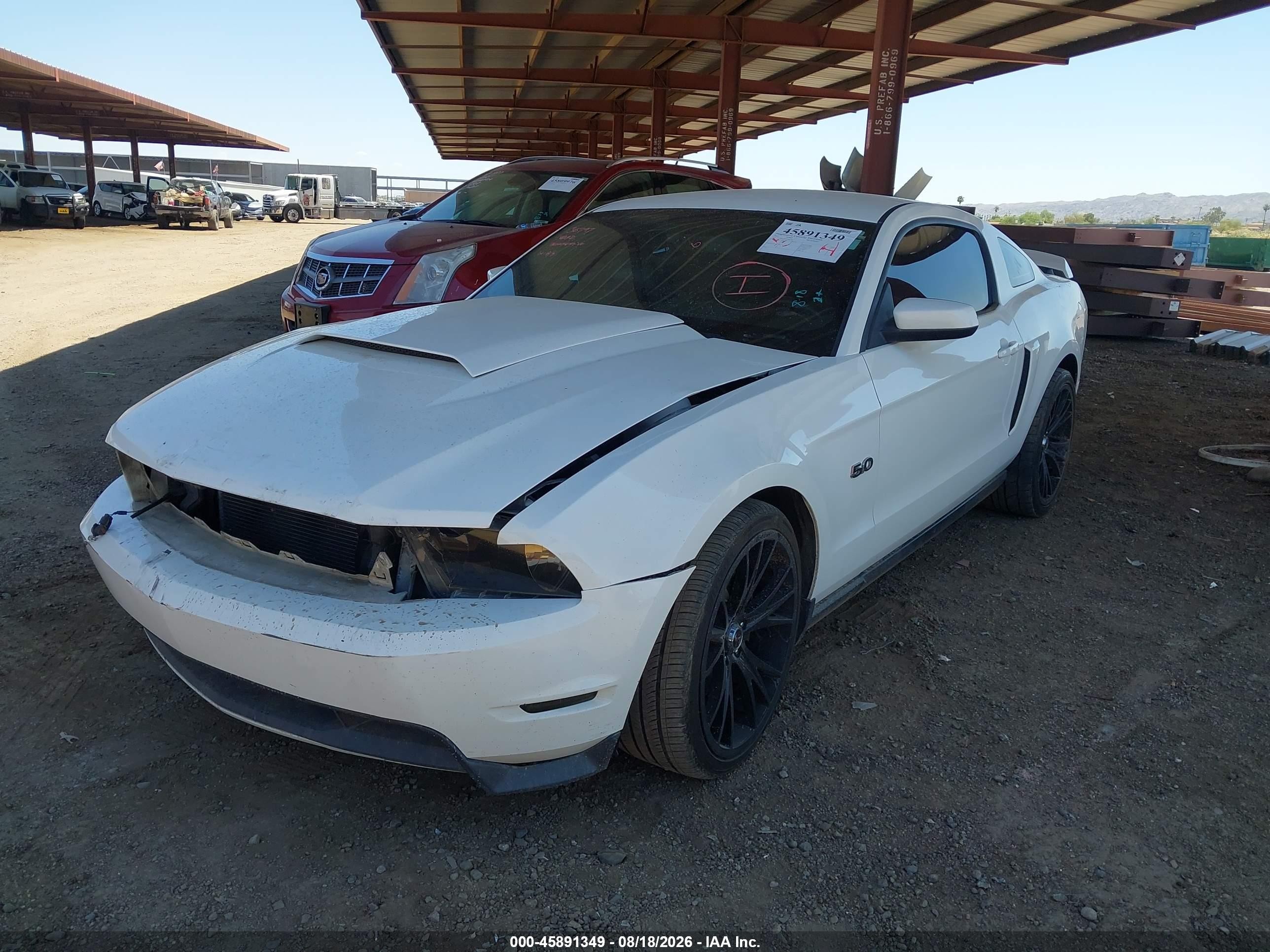 2012 Ford Mustang Gt White vin: 1ZVBP8CF5C5266279