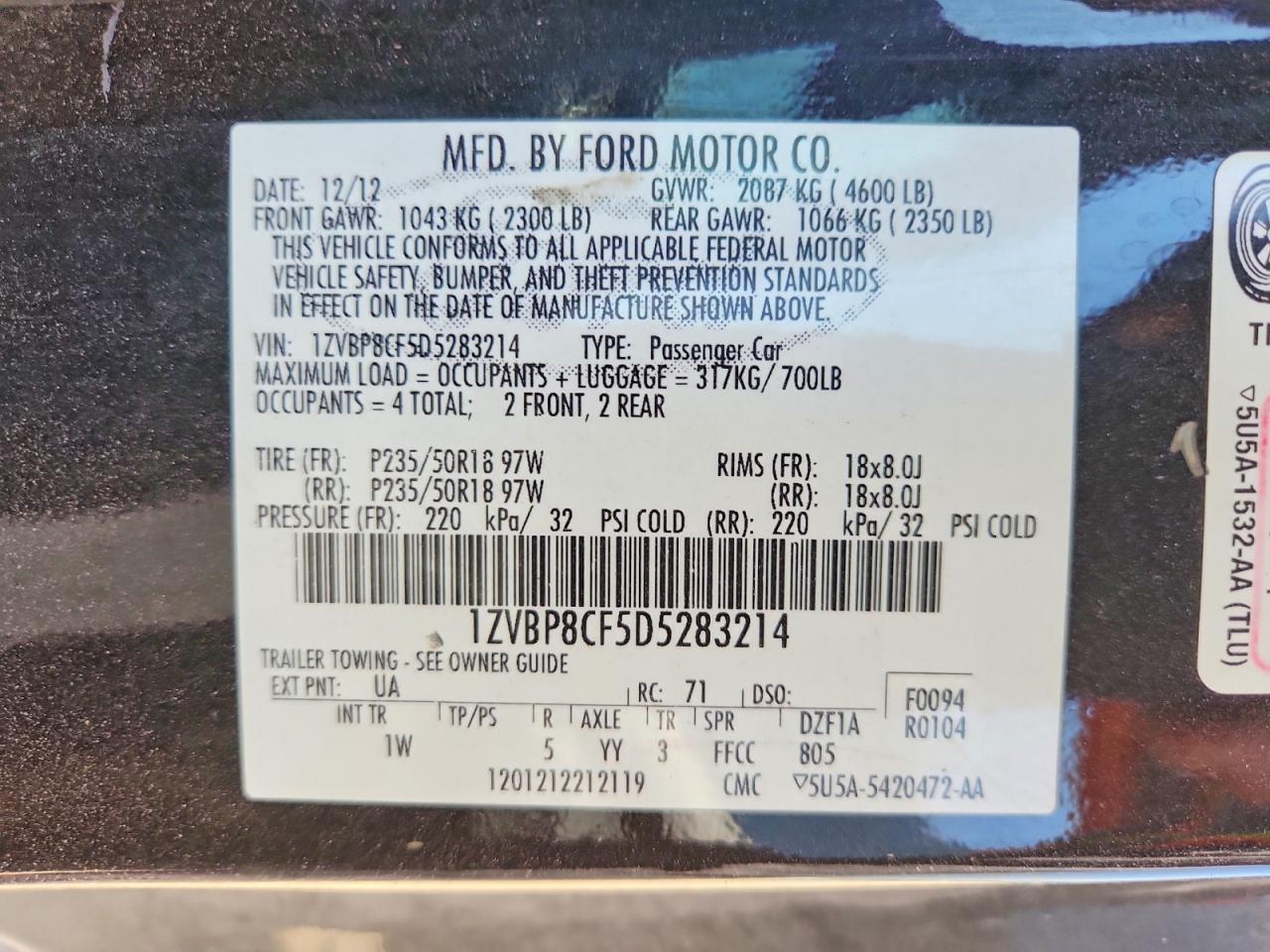 2013 Ford Mustang Gt Black vin: 1ZVBP8CF5D5283214