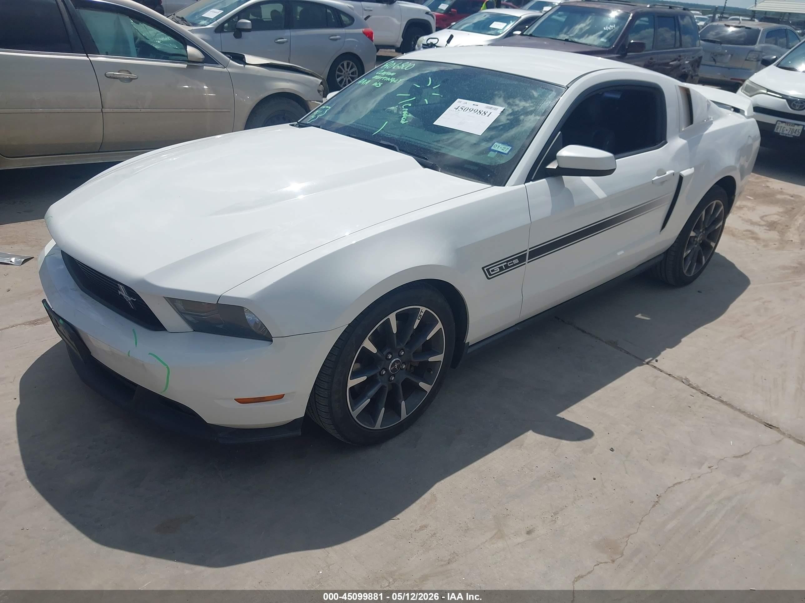 2012 Ford Mustang Gt Premium White vin: 1ZVBP8CF6C5268896
