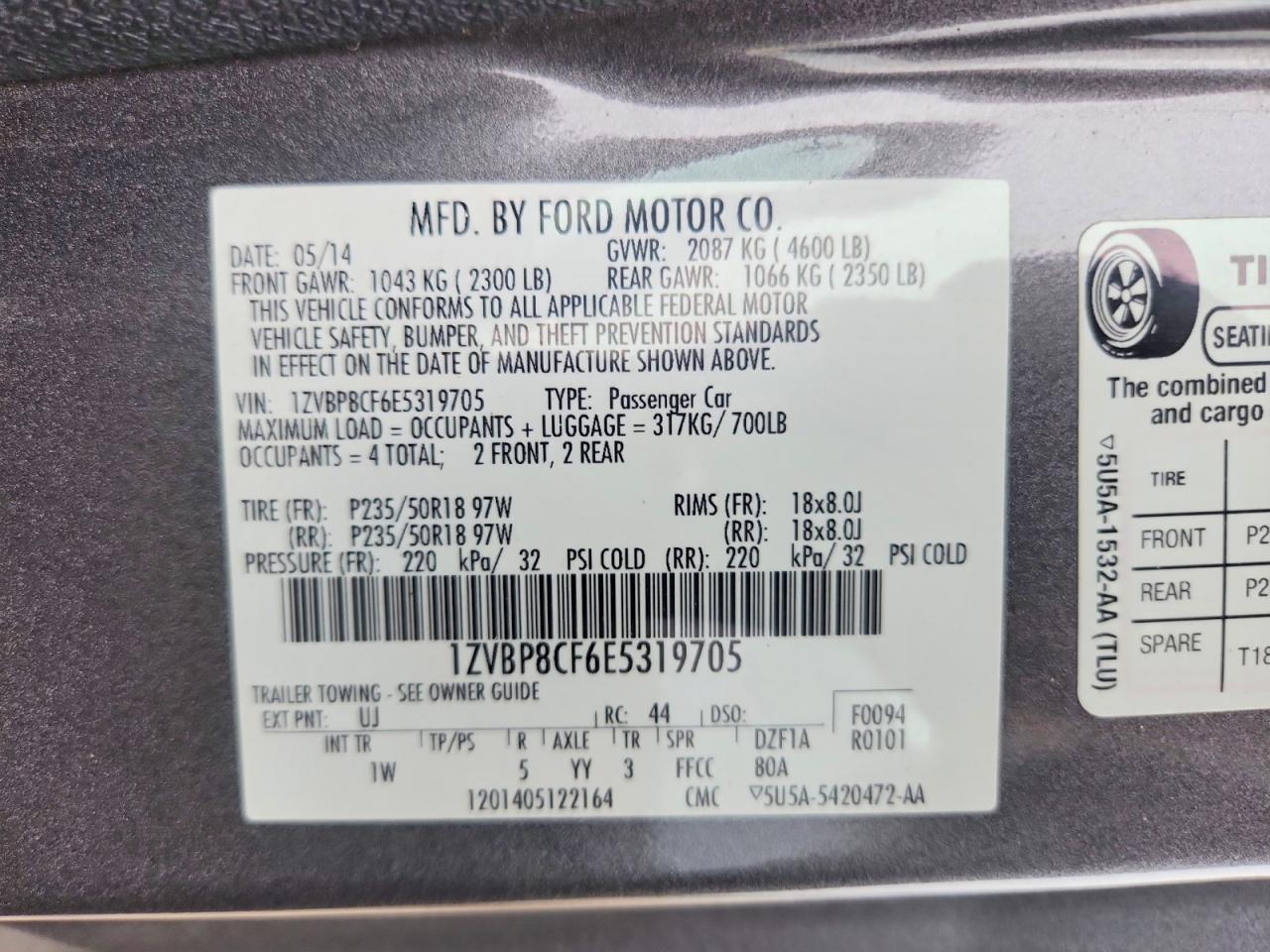 2014 Ford Mustang Gt Gray vin: 1ZVBP8CF6E5319705