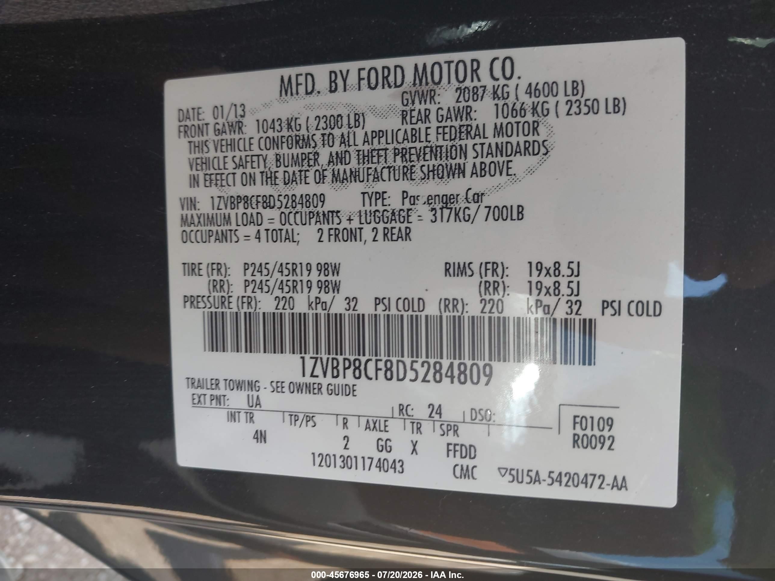 2013 Ford Mustang Gt Premium Black vin: 1ZVBP8CF8D5284809