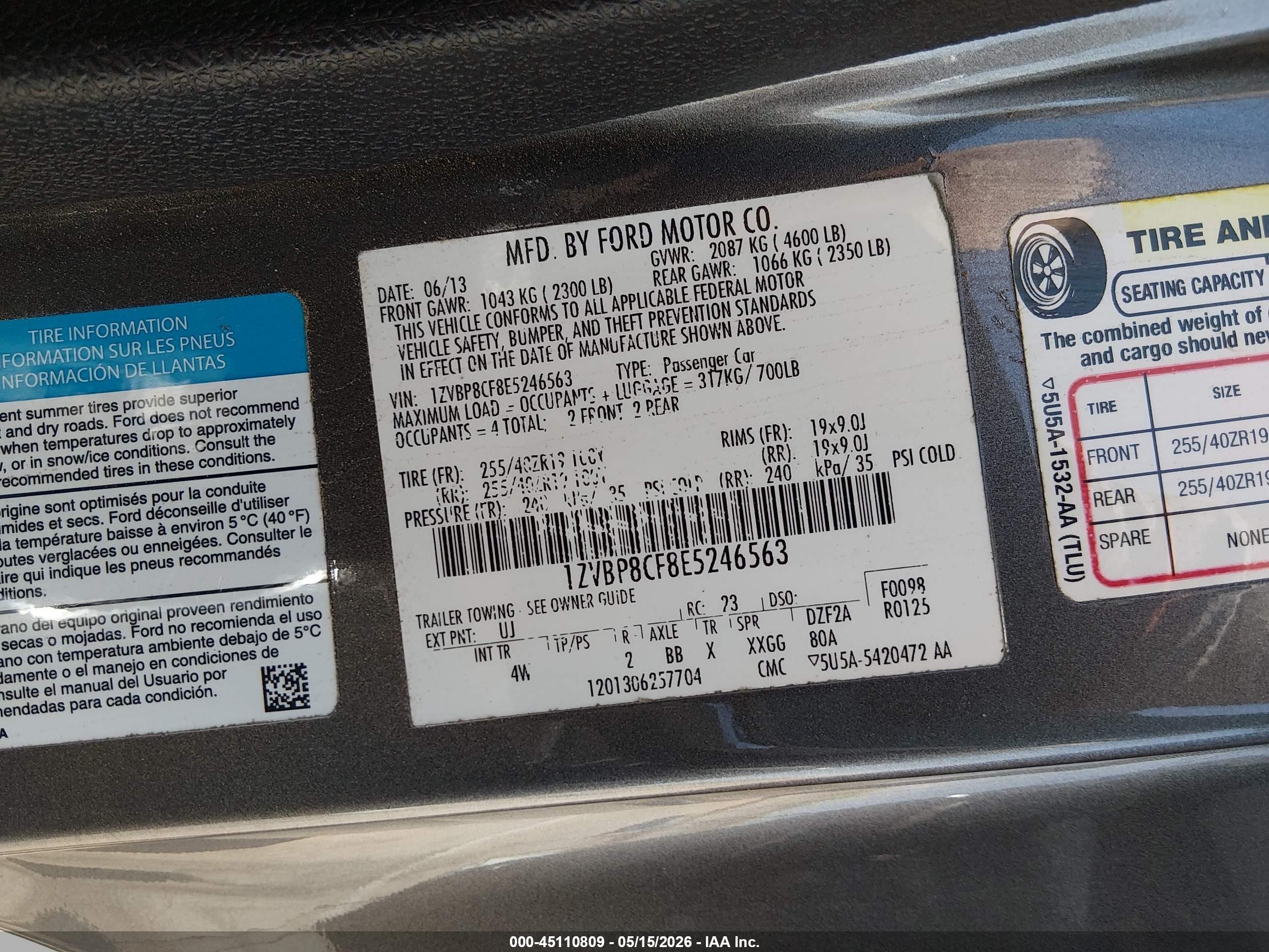 2014 Ford Mustang Gt Premium Gray vin: 1ZVBP8CF8E5246563