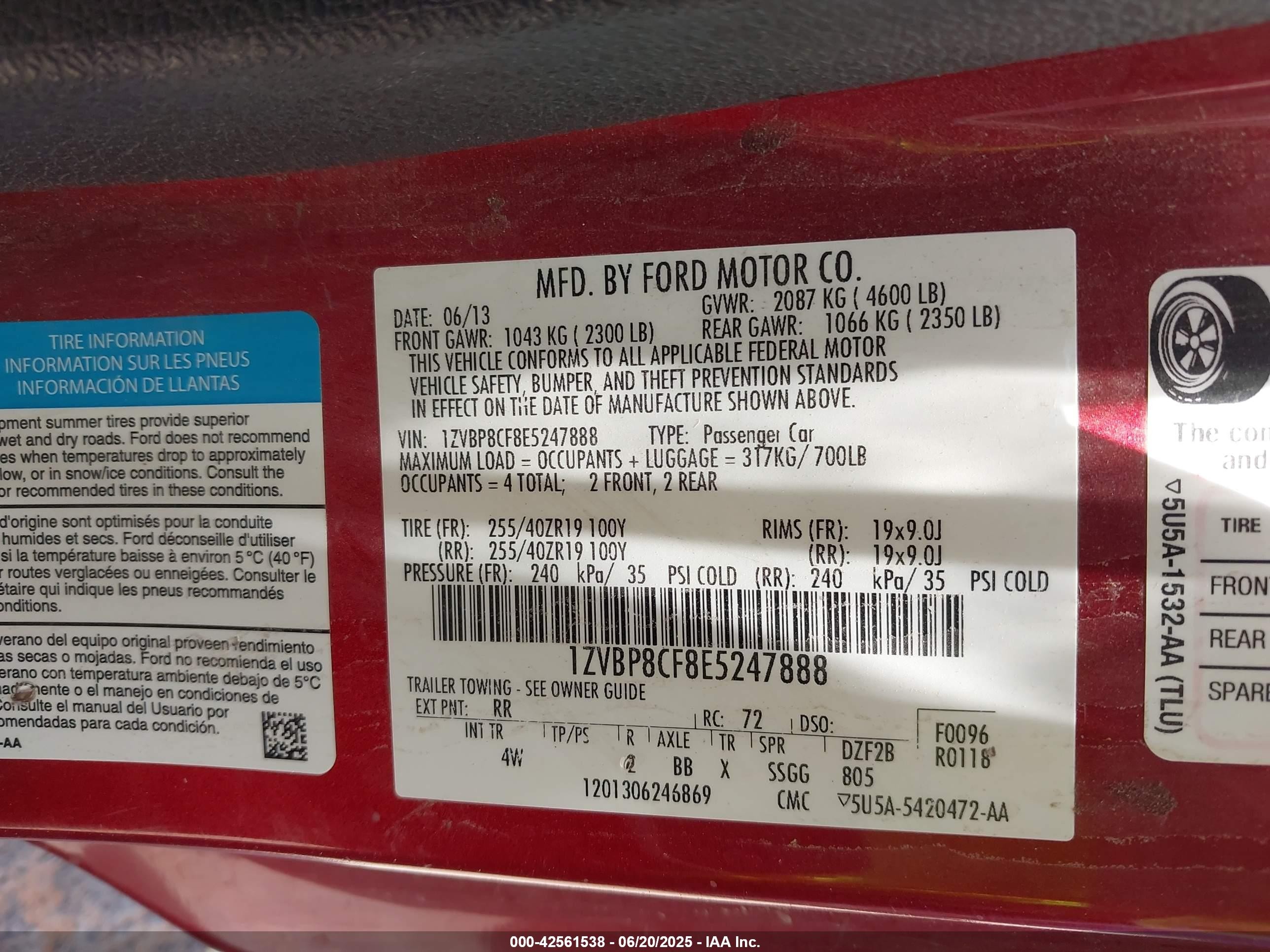2014 Ford Mustang Gt Premium Red vin: 1ZVBP8CF8E5247888