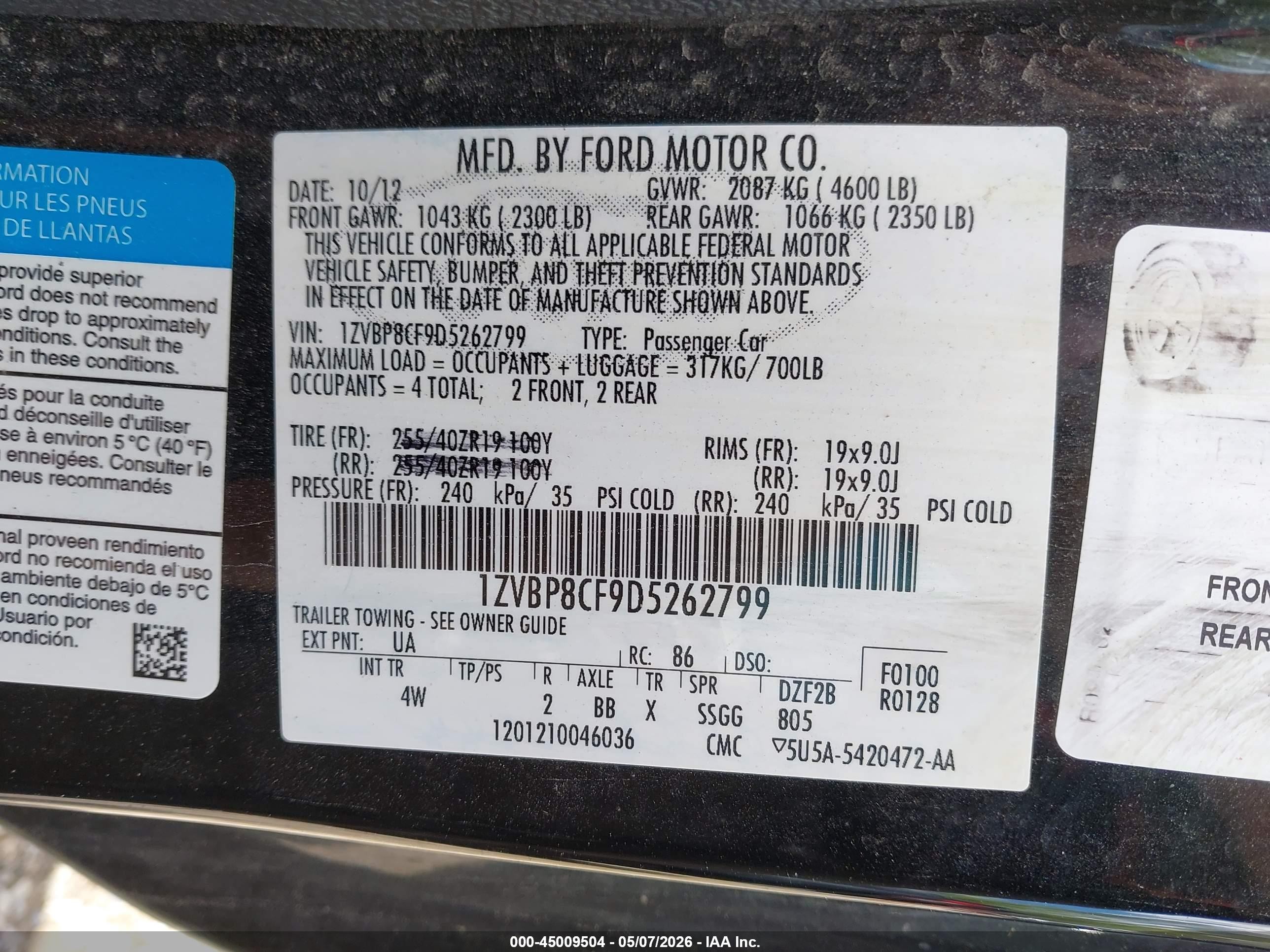 2013 Ford Mustang Gt Premium Black vin: 1ZVBP8CF9D5262799