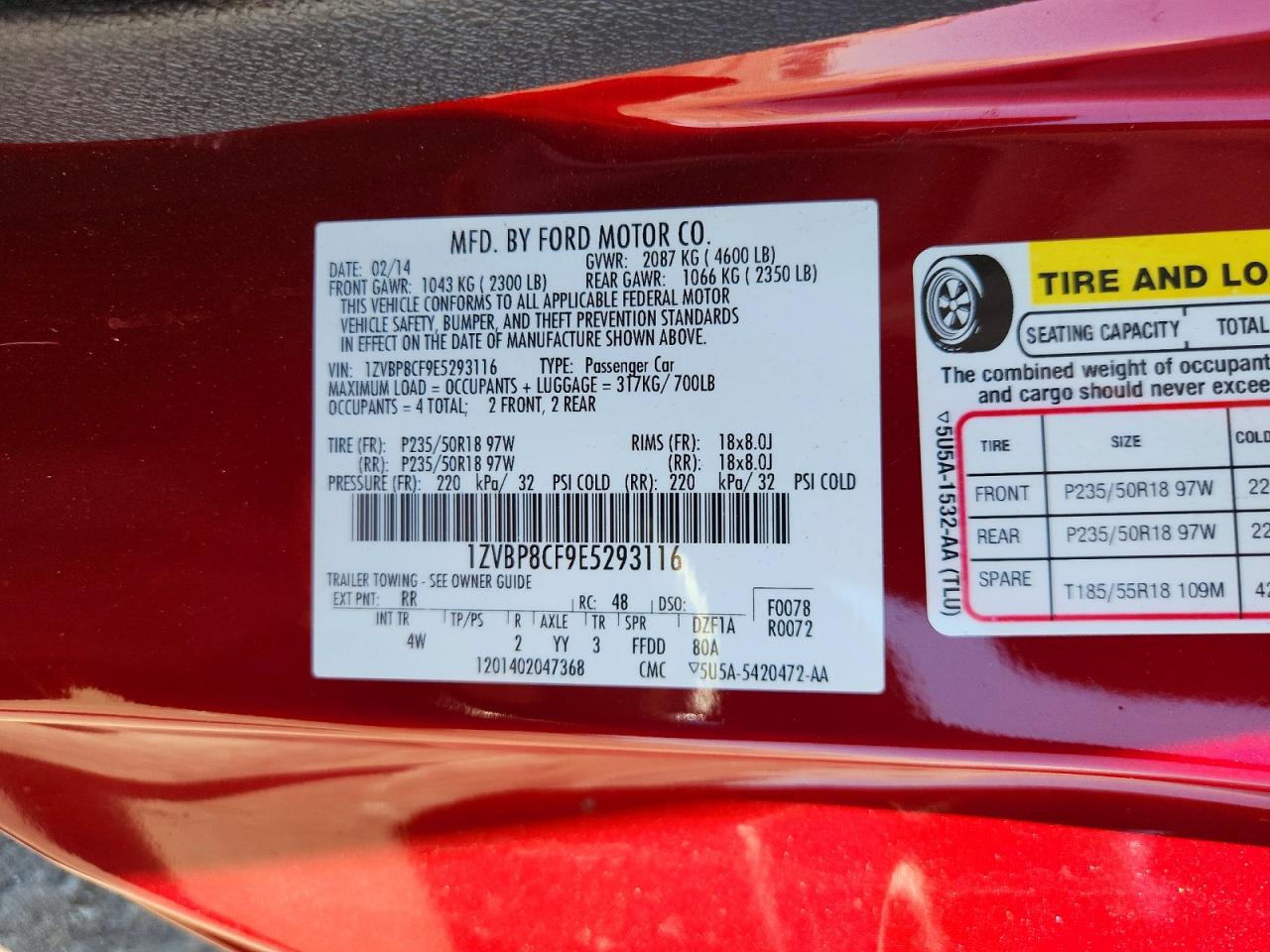 2014 Ford Mustang Gt Burgundy vin: 1ZVBP8CF9E5293116