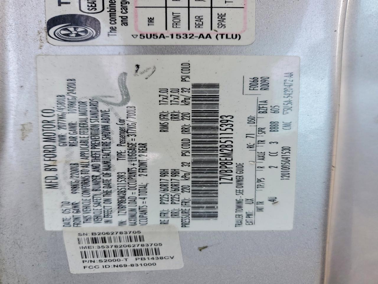 2011 Ford Mustang Silver vin: 1ZVBP8EM2B5115393