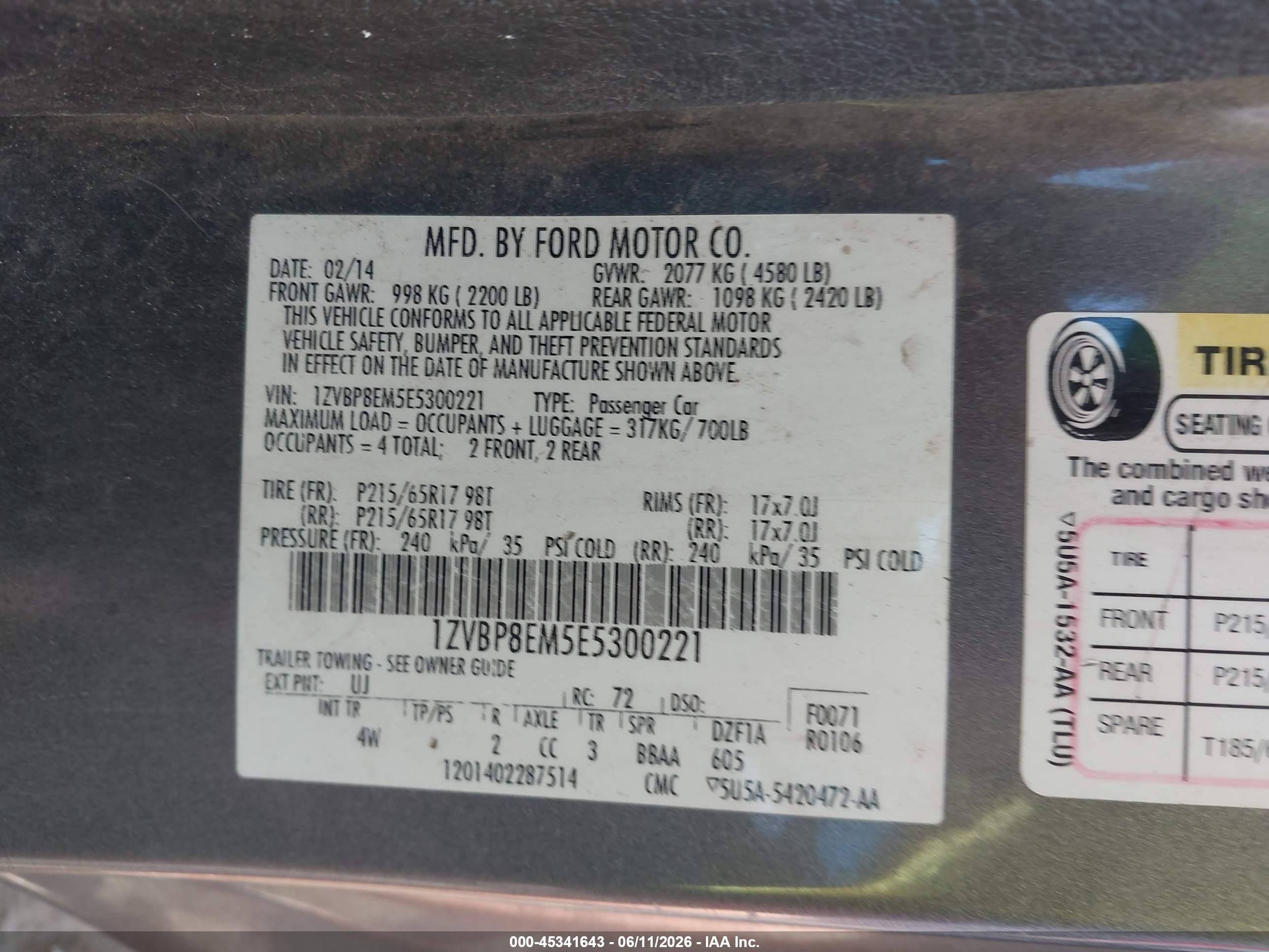 2014 Ford Mustang V6 Premium Black vin: 1ZVBP8EM5E5300221