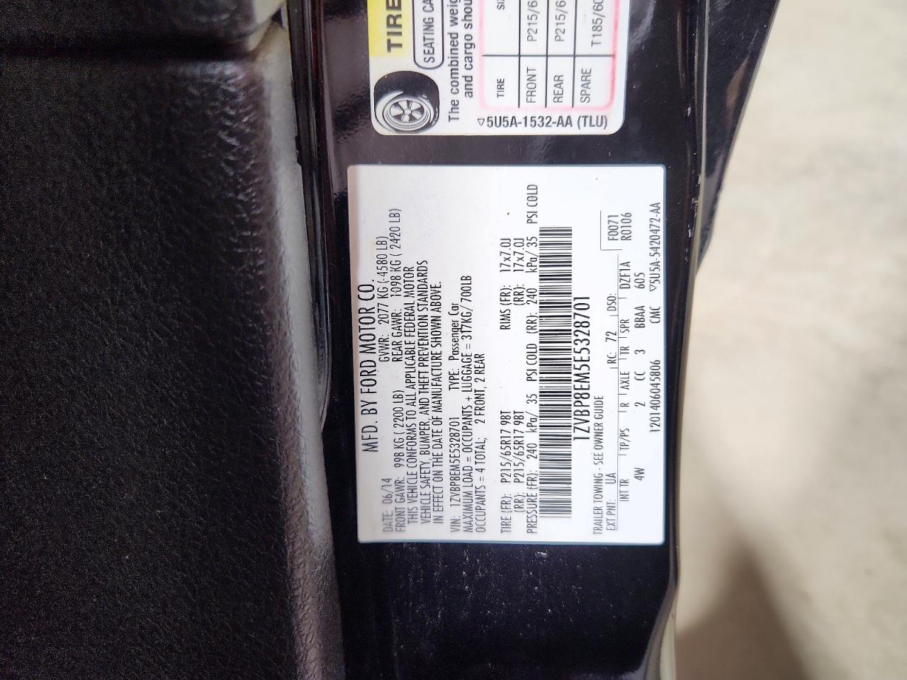 2014 Ford Mustang Black vin: 1ZVBP8EM5E5328701