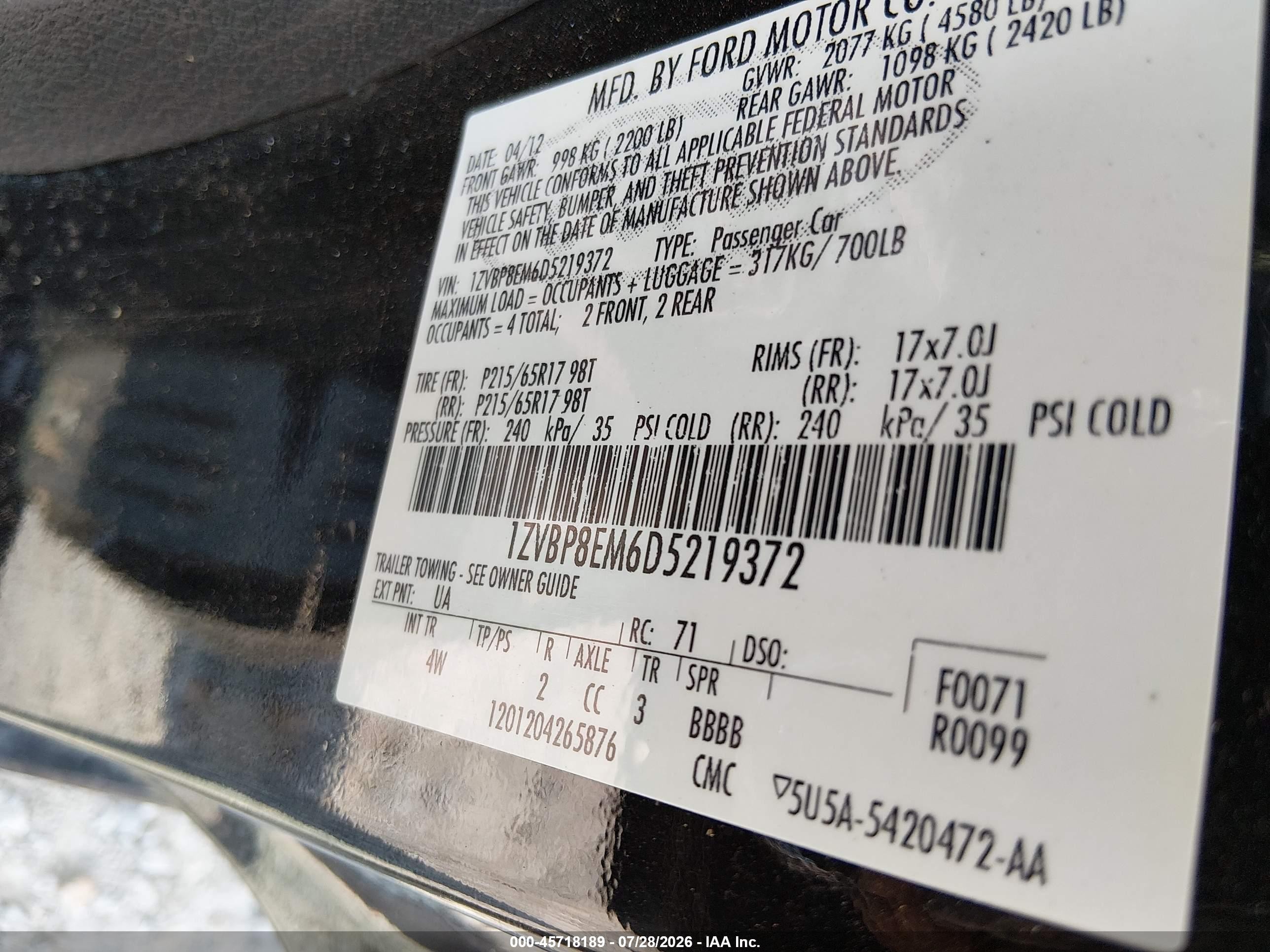 2013 Ford Mustang V6 Premium Black vin: 1ZVBP8EM6D5219372
