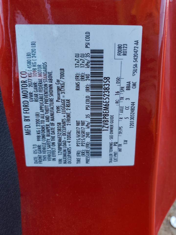 2014 Ford Mustang Red vin: 1ZVBP8EM6E5238358