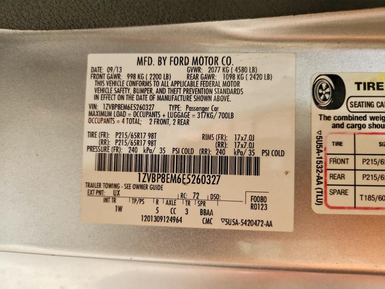 2014 Ford Mustang Silver vin: 1ZVBP8EM6E5260327