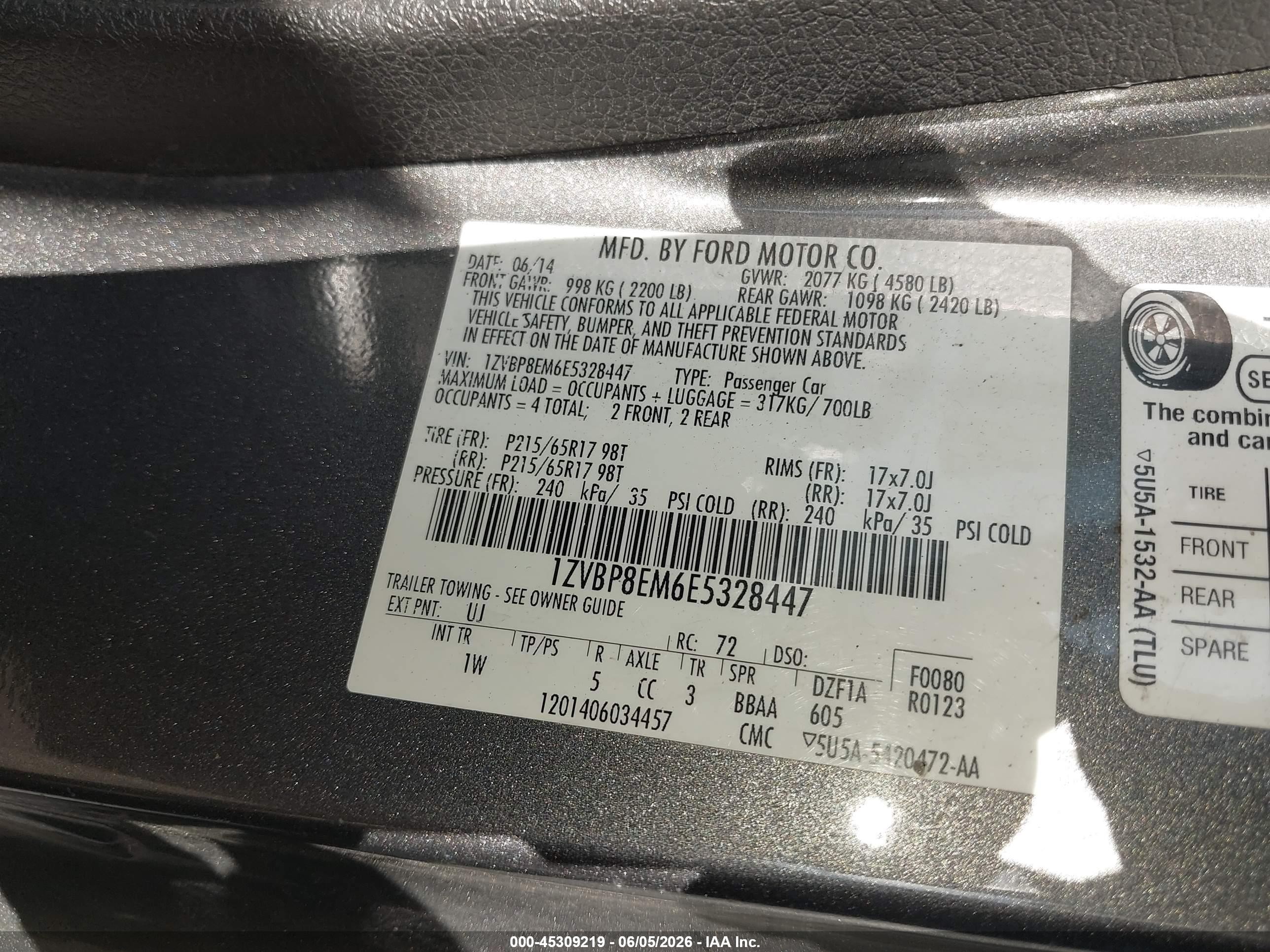 2014 Ford Mustang V6 Gray vin: 1ZVBP8EM6E5328447
