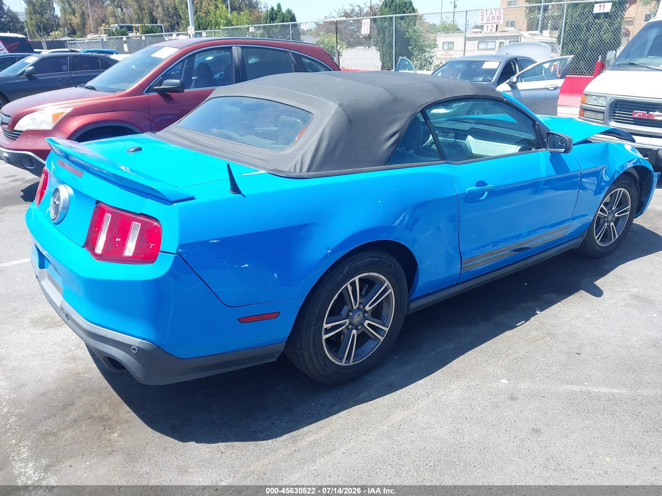 2012 Ford Mustang V6 Premium Blue vin: 1ZVBP8EM7C5282494