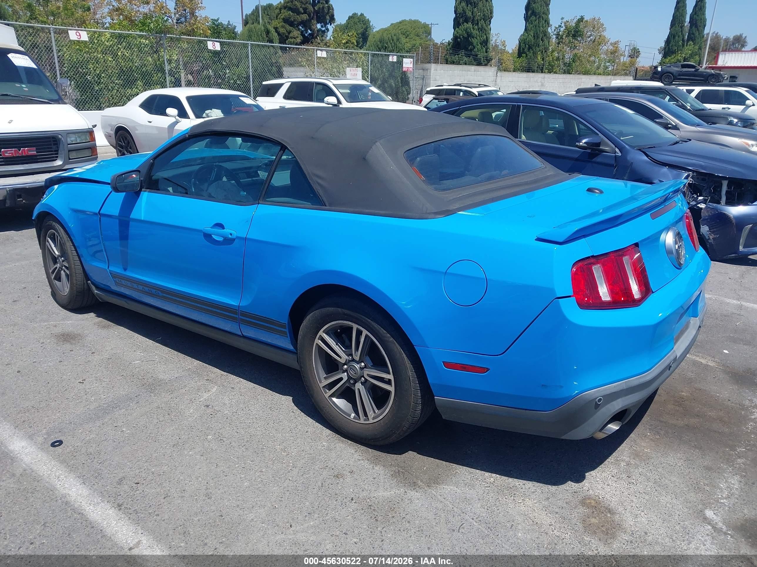 2012 Ford Mustang V6 Premium Blue vin: 1ZVBP8EM7C5282494