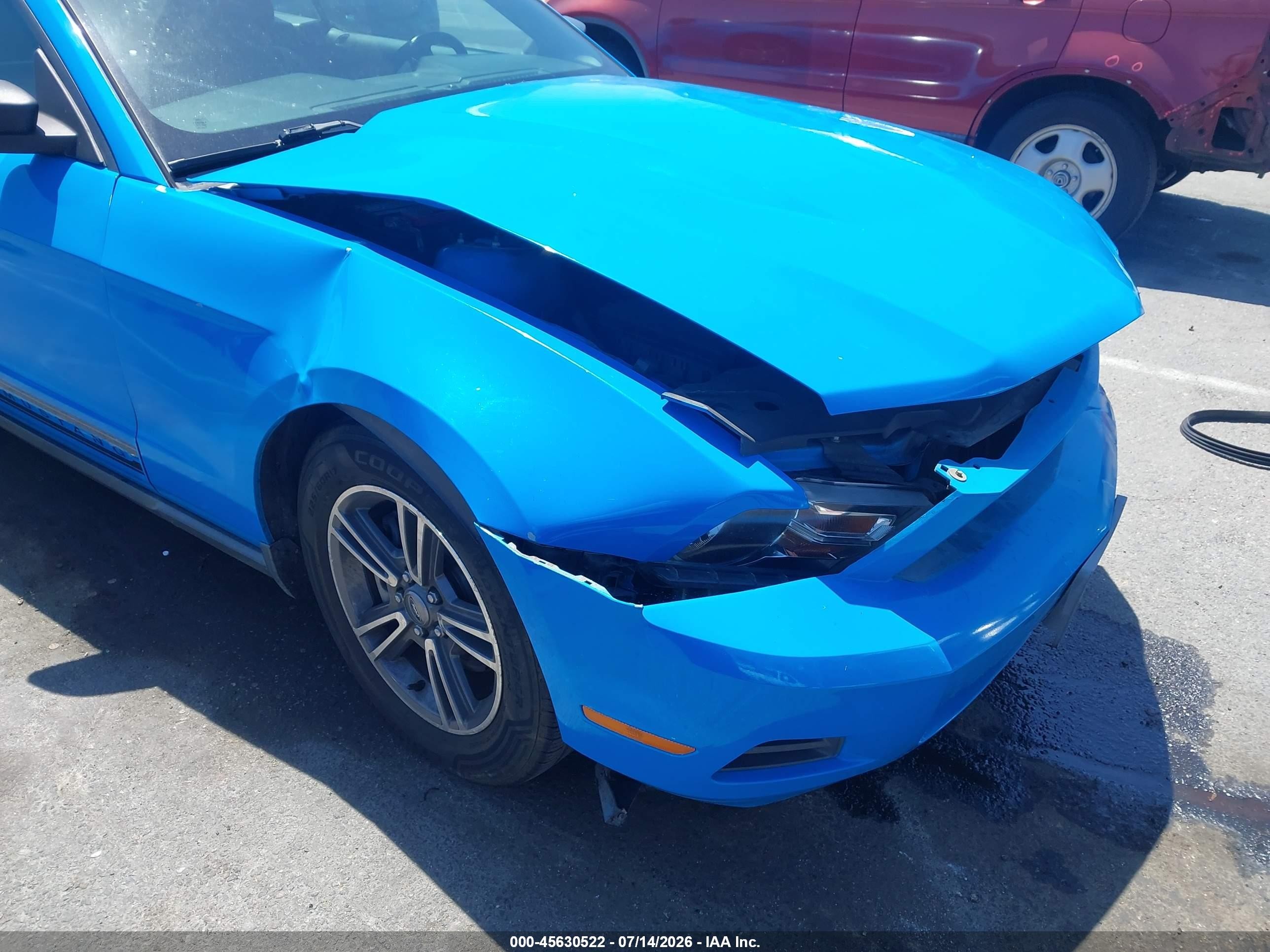 2012 Ford Mustang V6 Premium Blue vin: 1ZVBP8EM7C5282494
