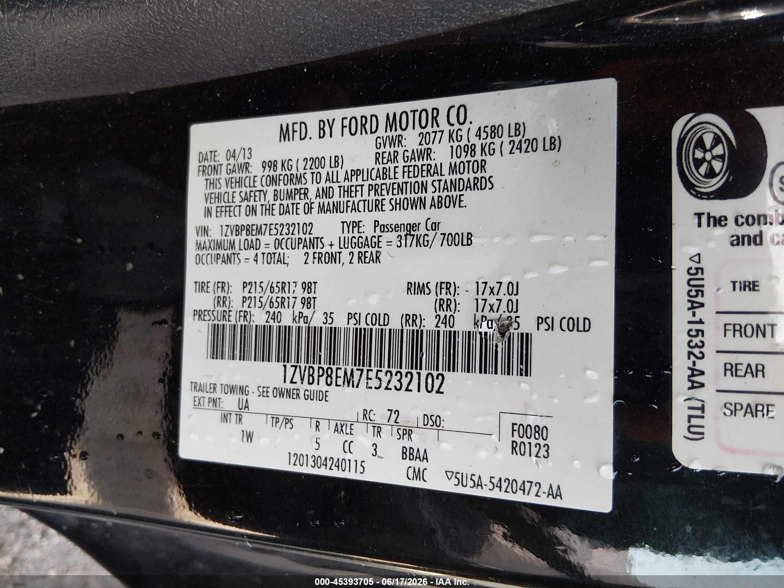 2014 Ford Mustang V6 Black vin: 1ZVBP8EM7E5232102