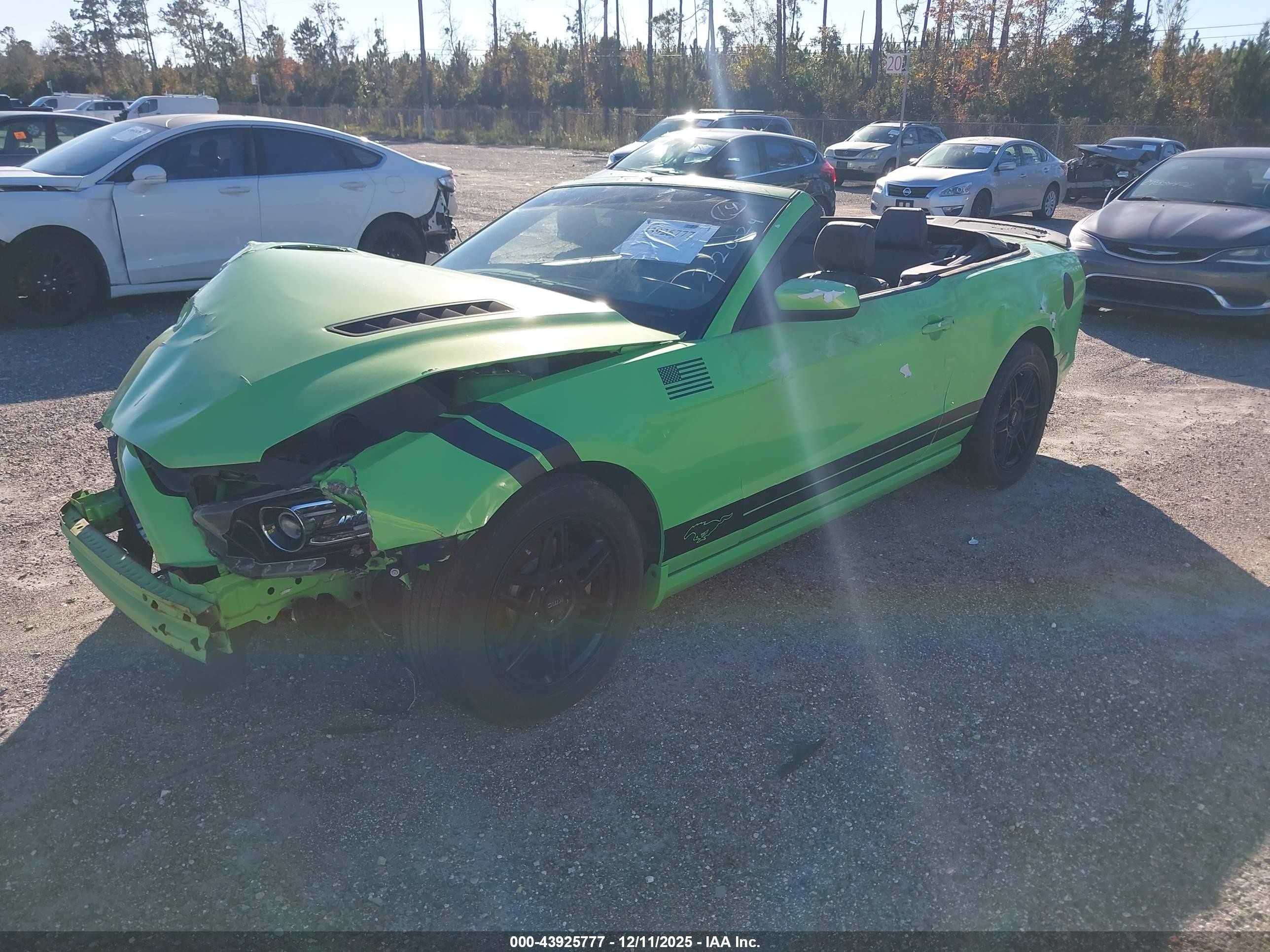 2013 Ford Mustang V6 Premium Green vin: 1ZVBP8EM8D5223374