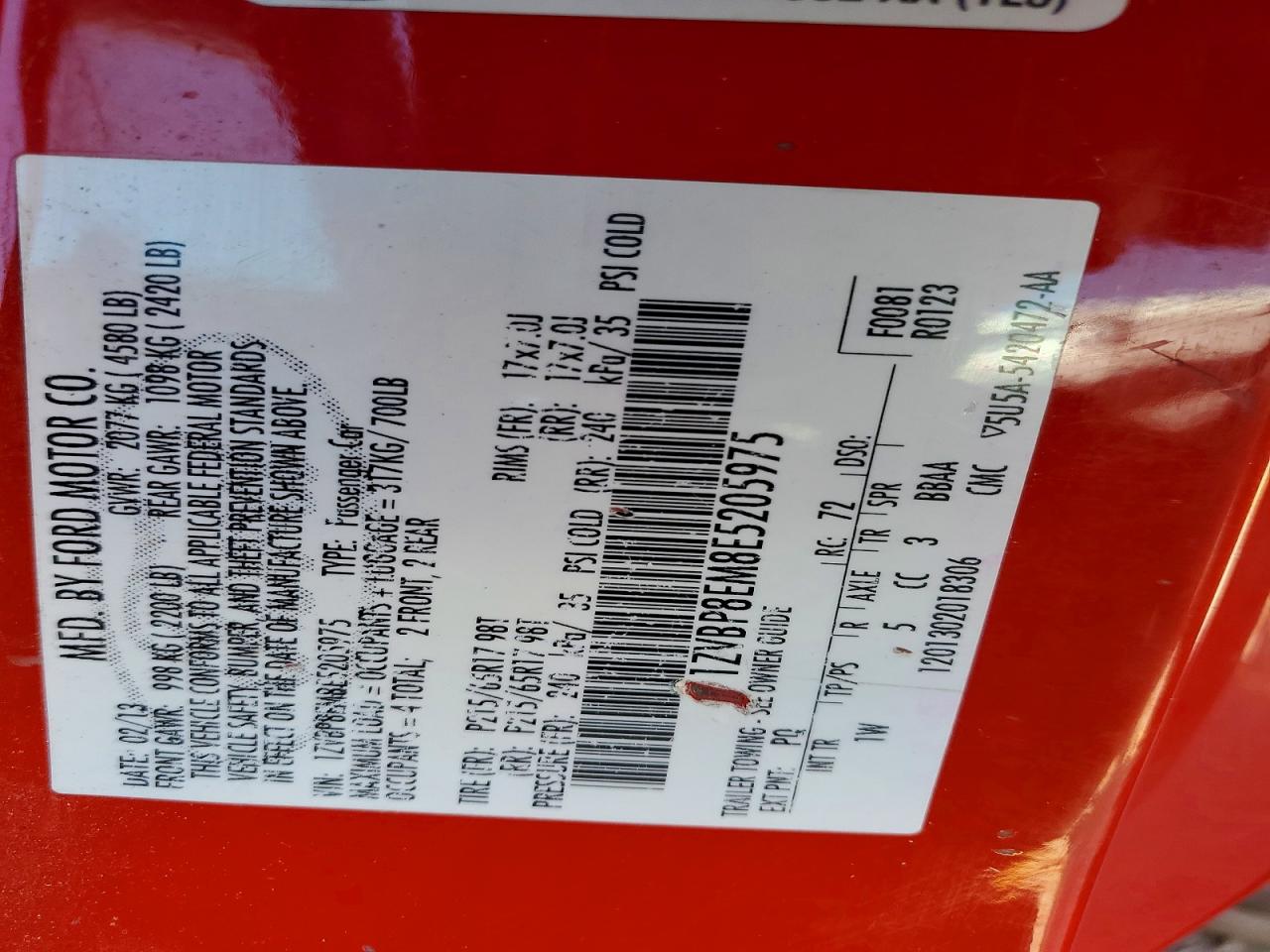 2014 Ford Mustang Red vin: 1ZVBP8EM8E5205975