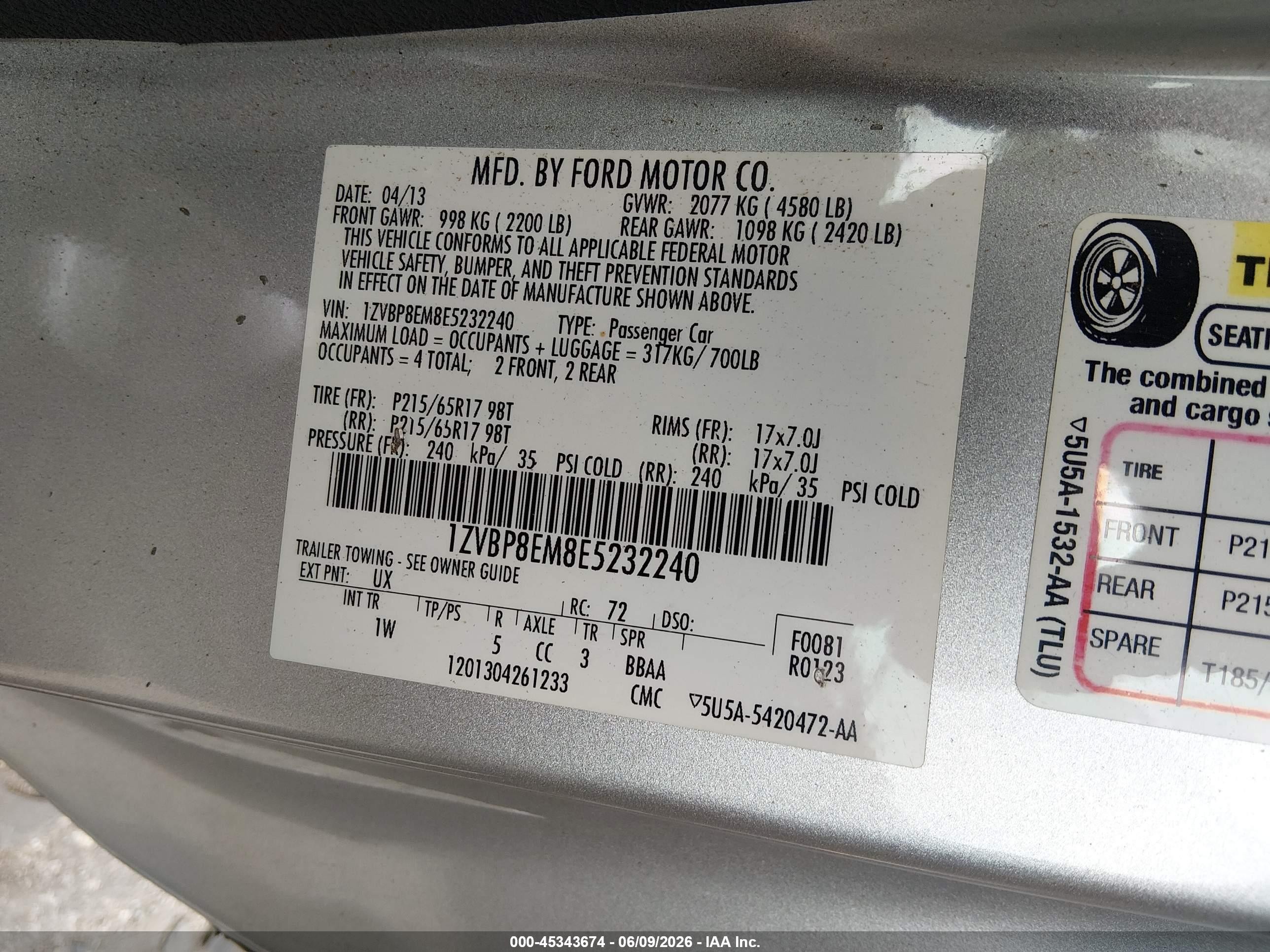 2014 Ford Mustang V6 Серебряный vin: 1ZVBP8EM8E5232240