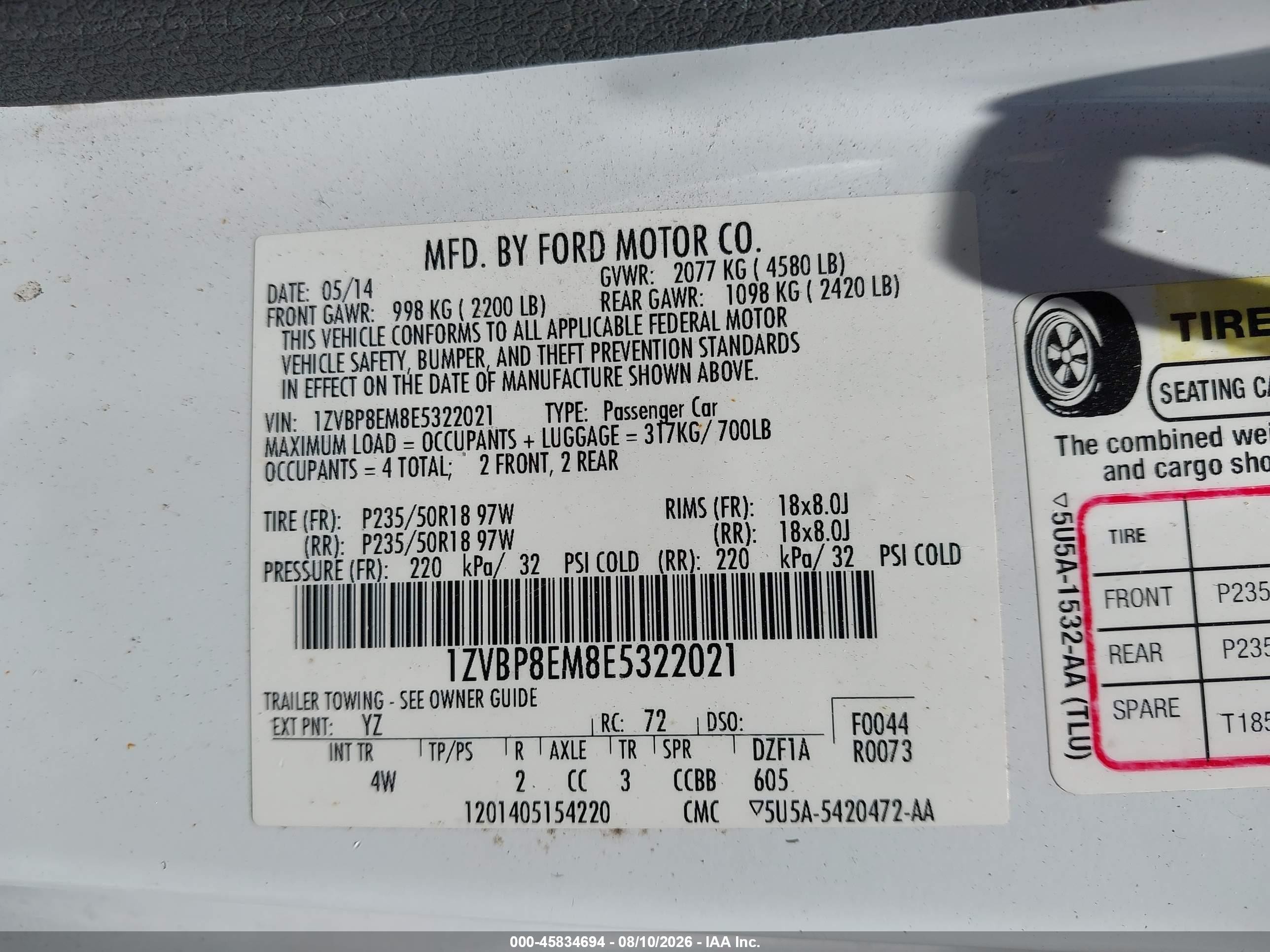 2014 Ford Mustang V6 Premium White vin: 1ZVBP8EM8E5322021
