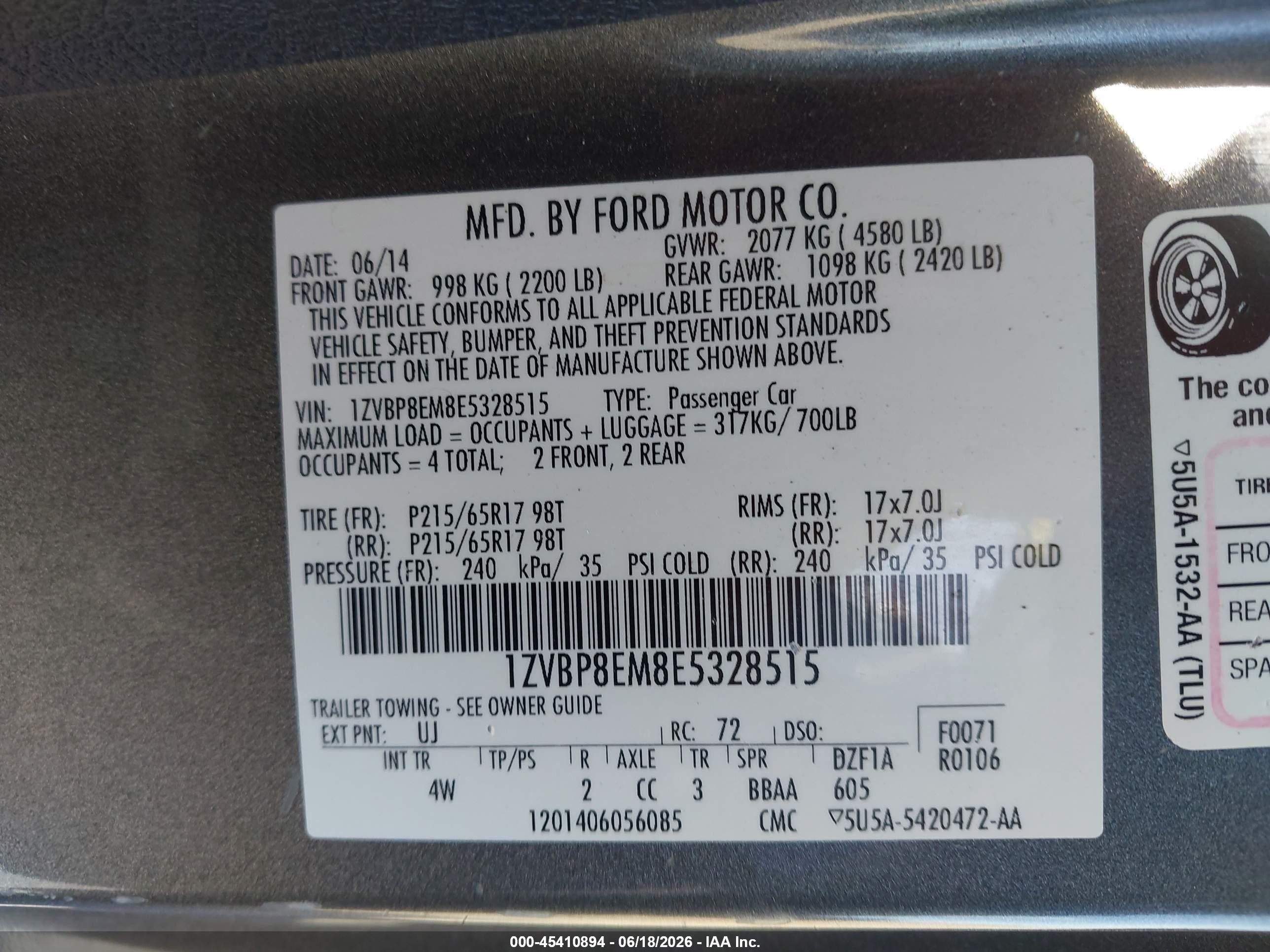 2014 Ford Mustang V6/v6 Premium Gray vin: 1ZVBP8EM8E5328515