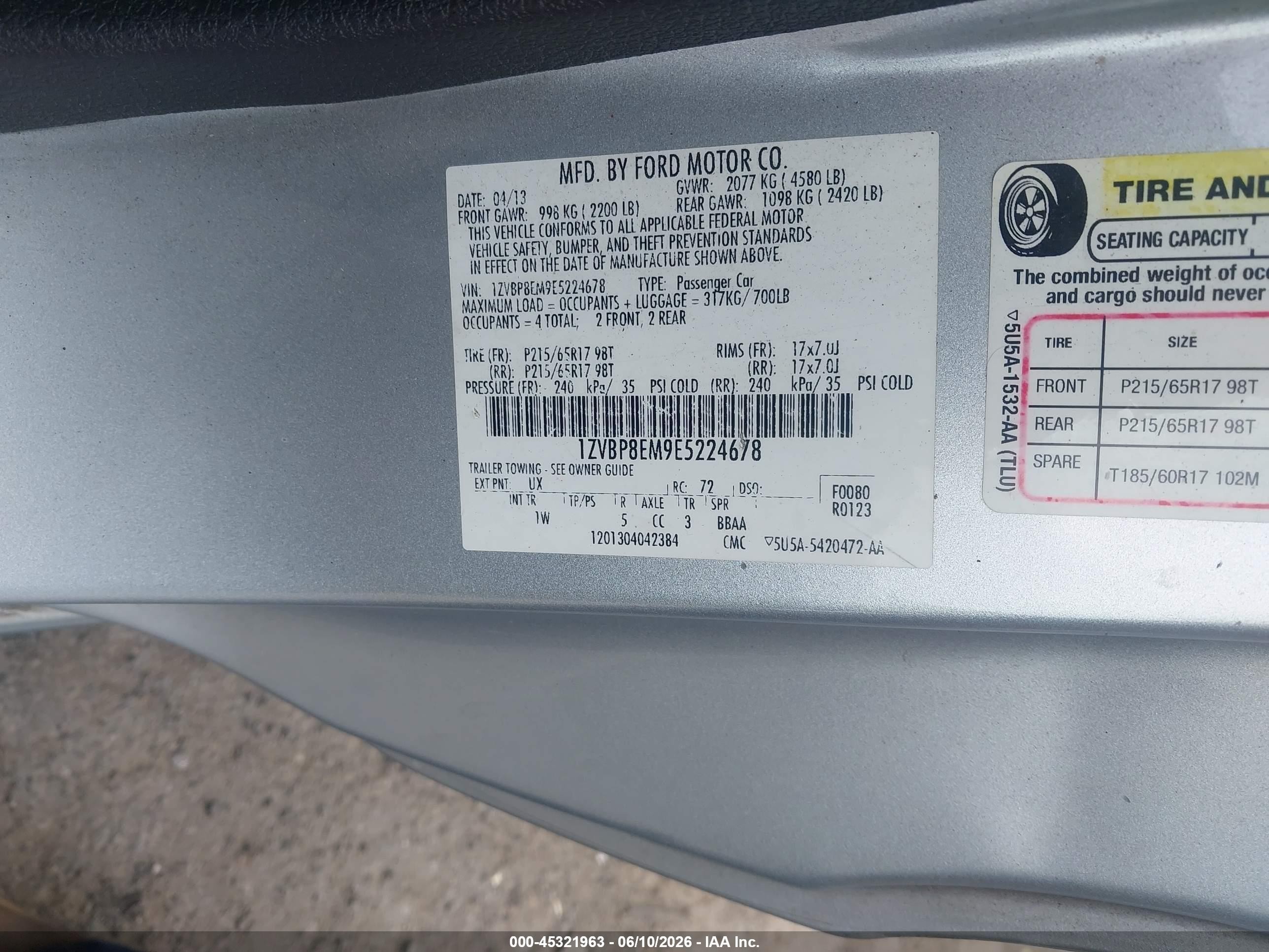 2014 Ford Mustang V6 Silver vin: 1ZVBP8EM9E5224678