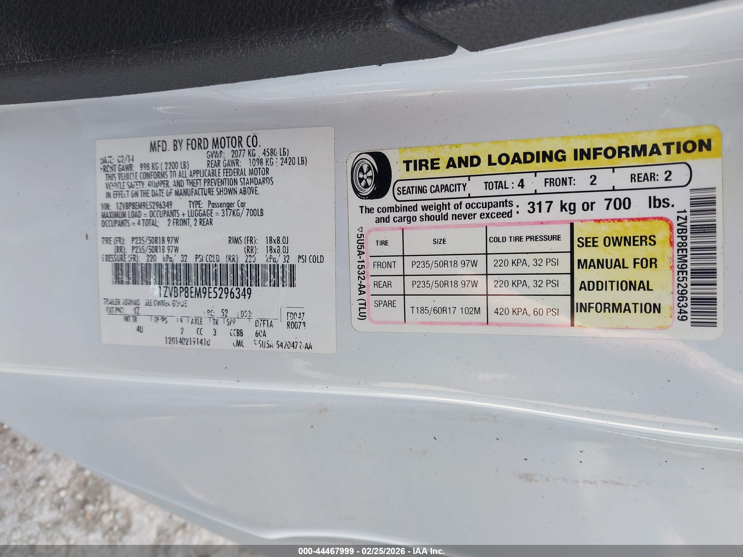 2014 Ford Mustang V6 Premium White vin: 1ZVBP8EM9E5296349