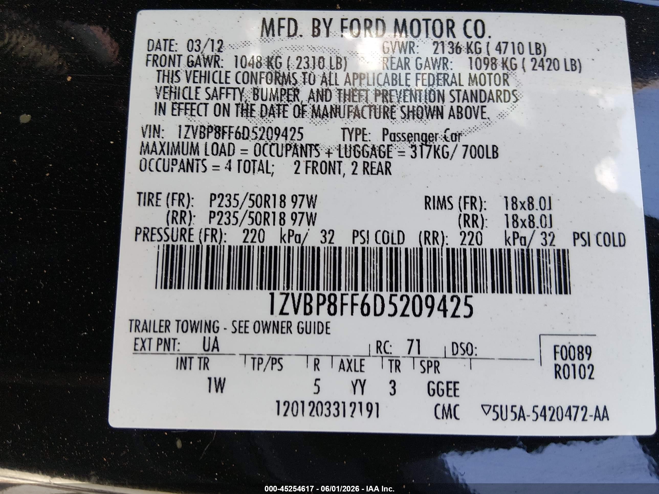 2013 Ford Mustang Gt Black vin: 1ZVBP8FF6D5209425